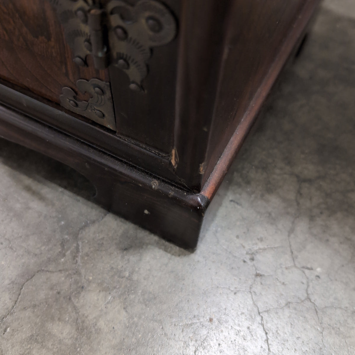 Traditional Asian Wood Medicine Cabinet with Brass Hardware