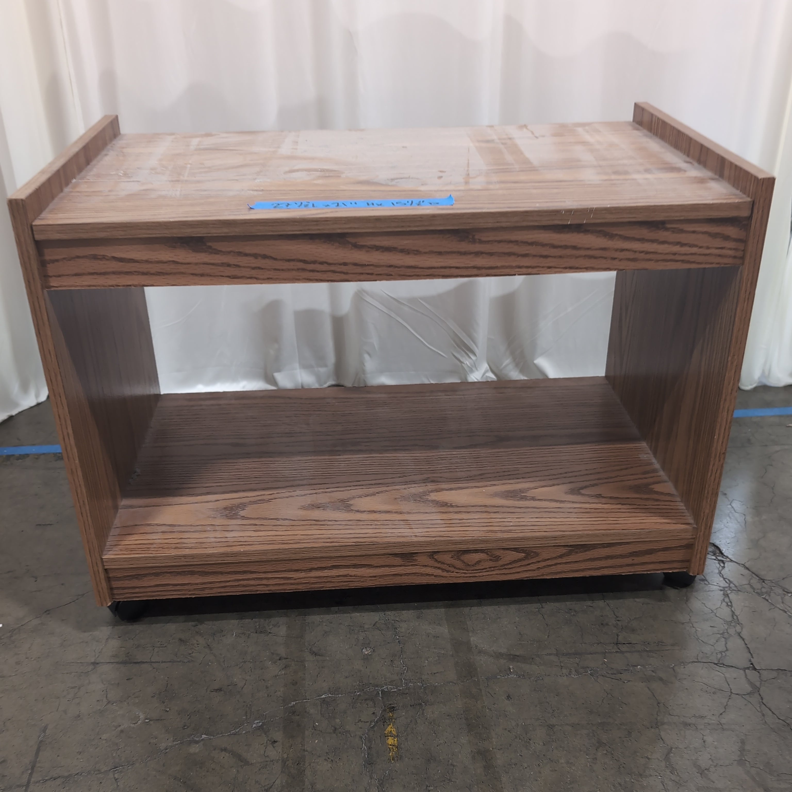 Oak Finish Open Shelf TV Stand