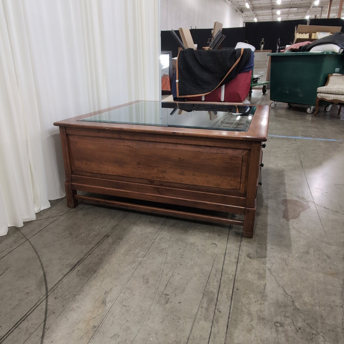 Bob Lexington Traditional Brown Wood Coffee Table with Ornate Mirror