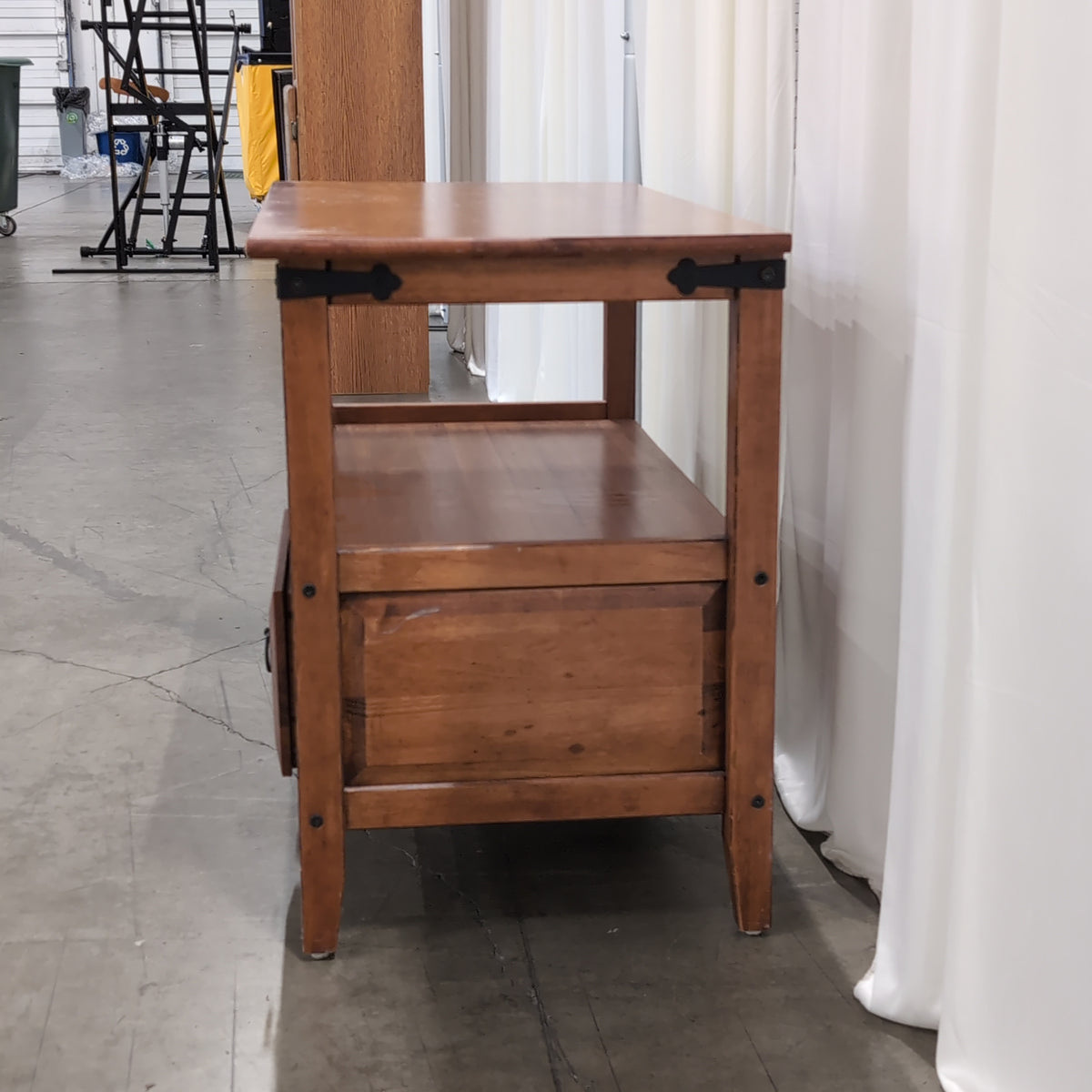 Cherry-Stained Wood End Table with Lower Shelf