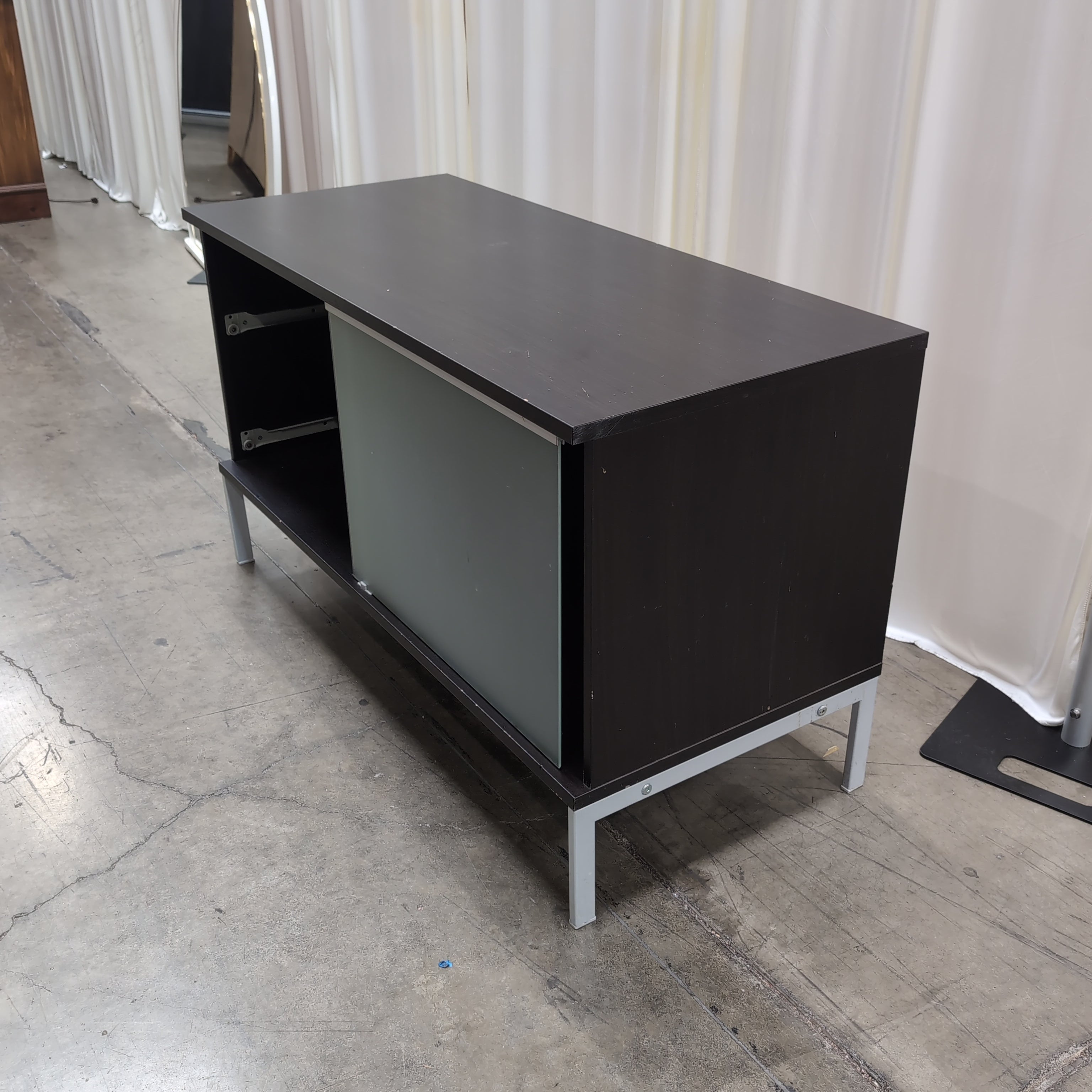 Espresso Finish Modern TV Stand with Sliding Door