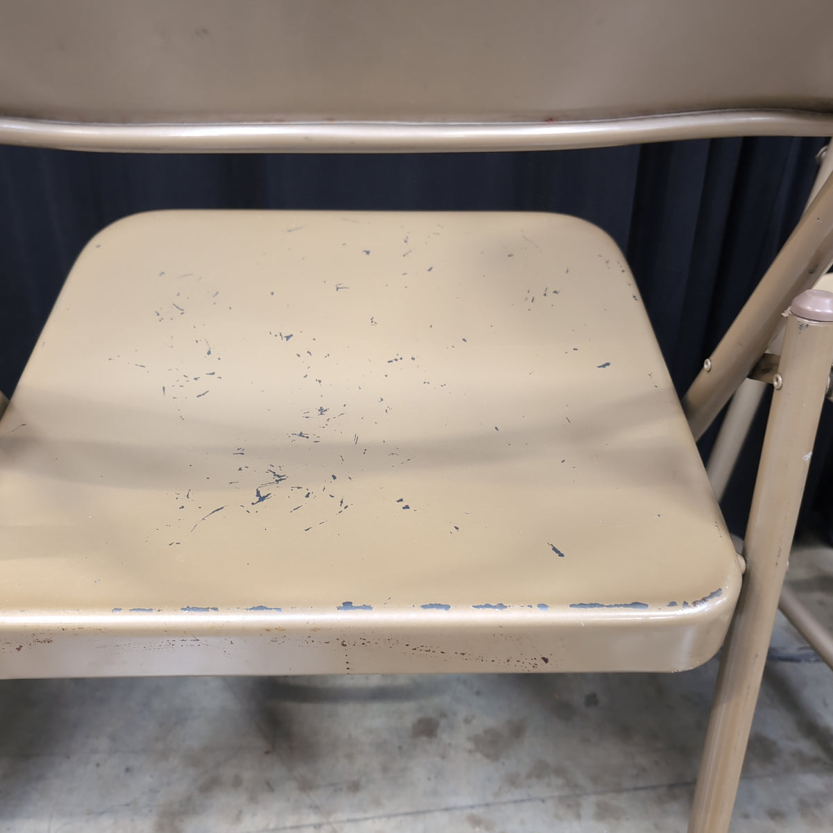 Set of Three Tan Metal Folding Chair with Rubber Feet