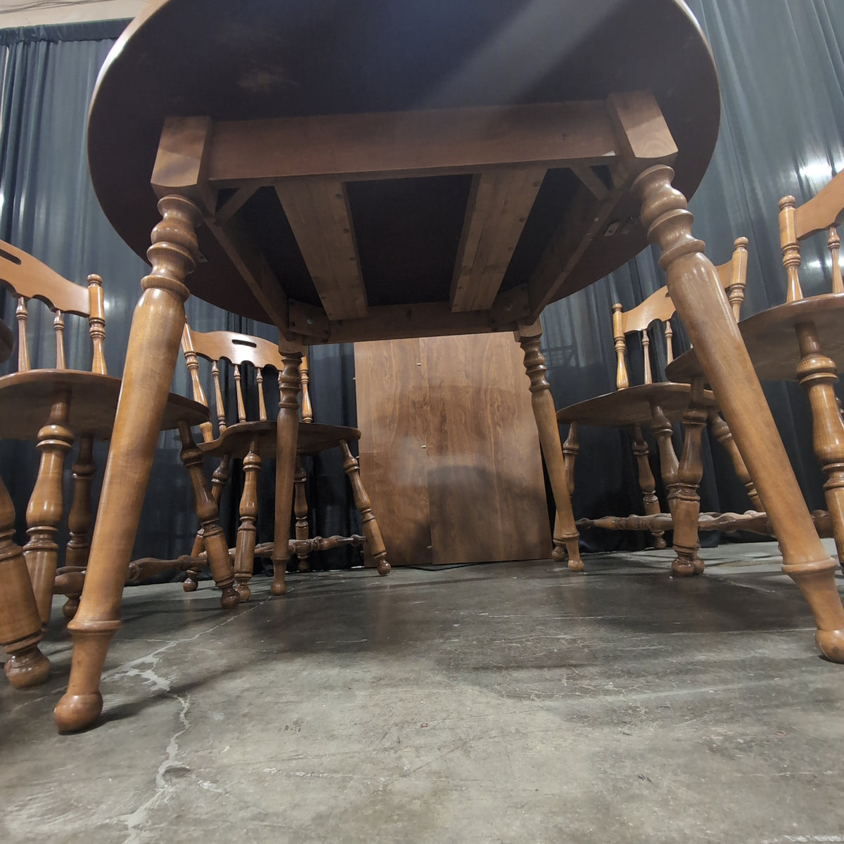 Light Wood Drop Leaf Dining Table and Six Chairs