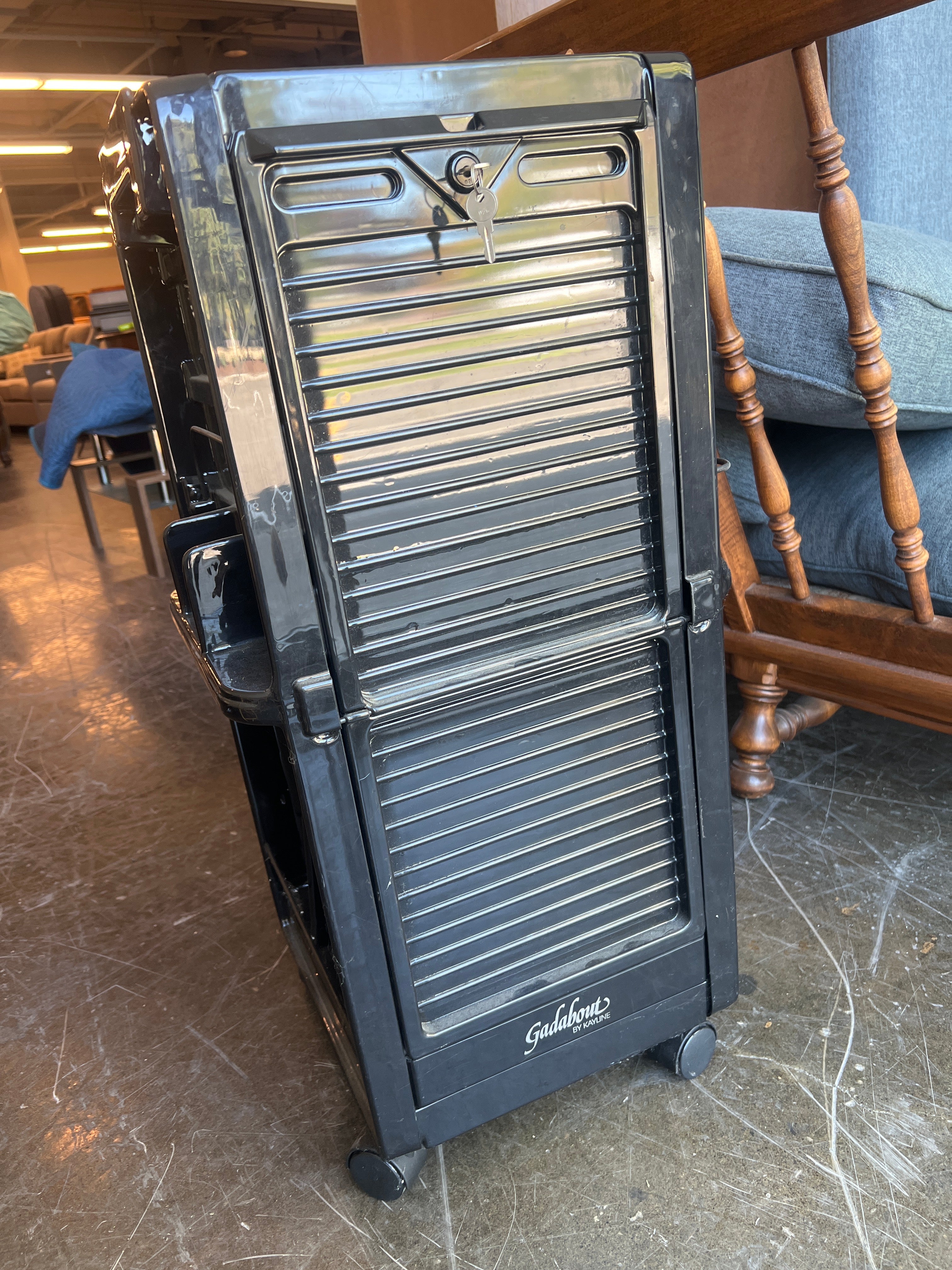 Black Plastic Rolling Storage Cart with Multiple Compartments