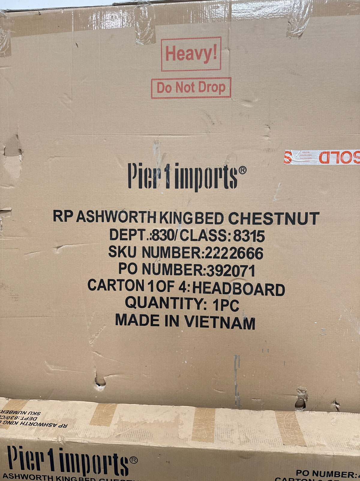 Incomplete Chestnut Pier 1 Ashworth King Poster Bed - Parts Only (Boxes 1, 3, 4)