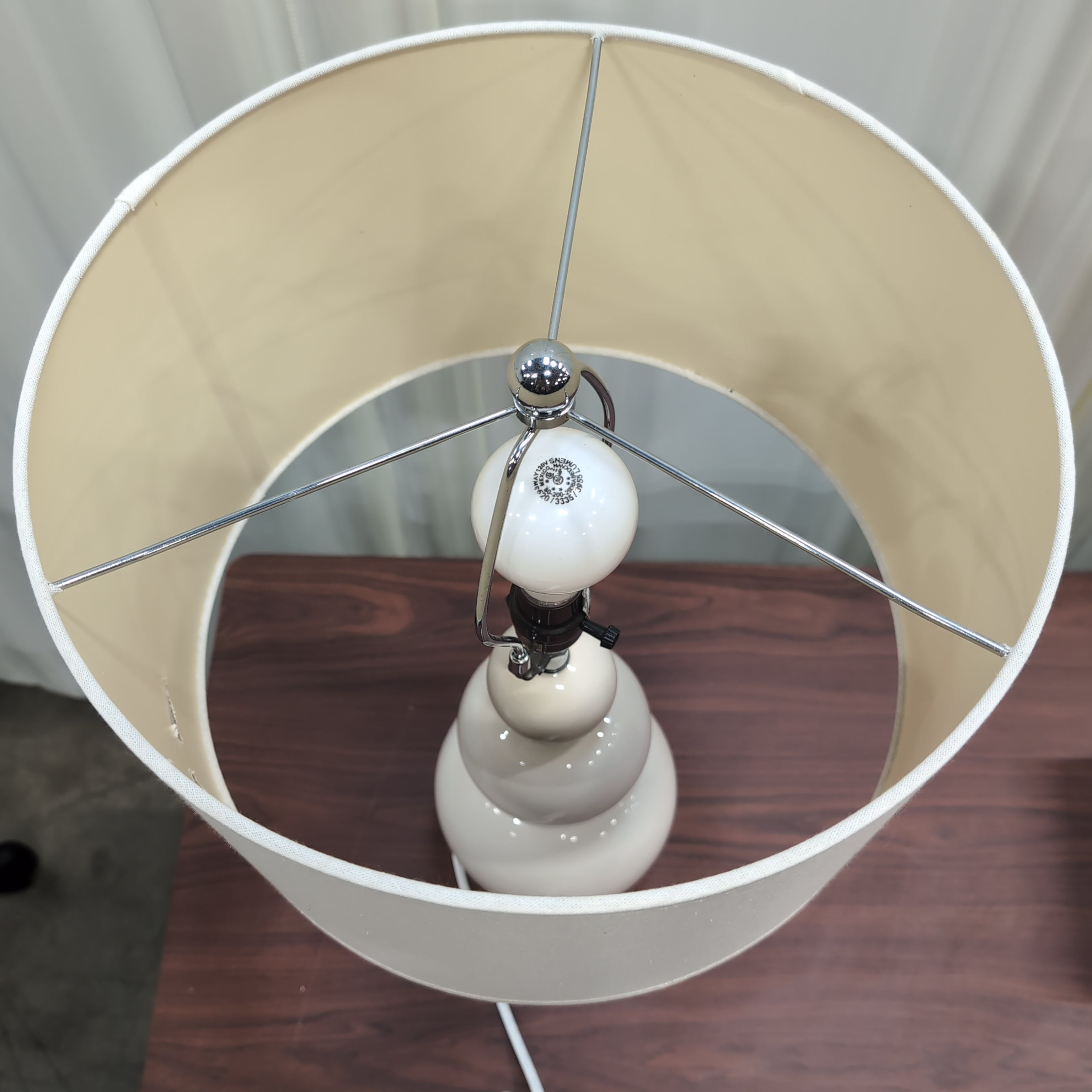 Off-White Double Gourd Ceramic Table Lamp