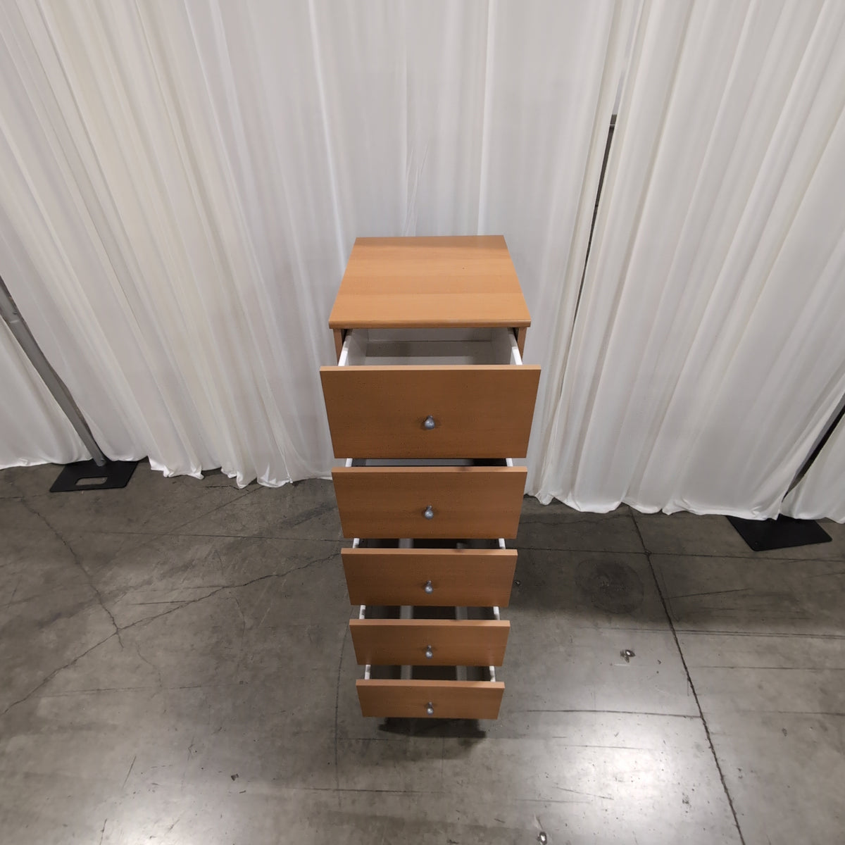 Light Wood Five-Drawer Tall Dresser