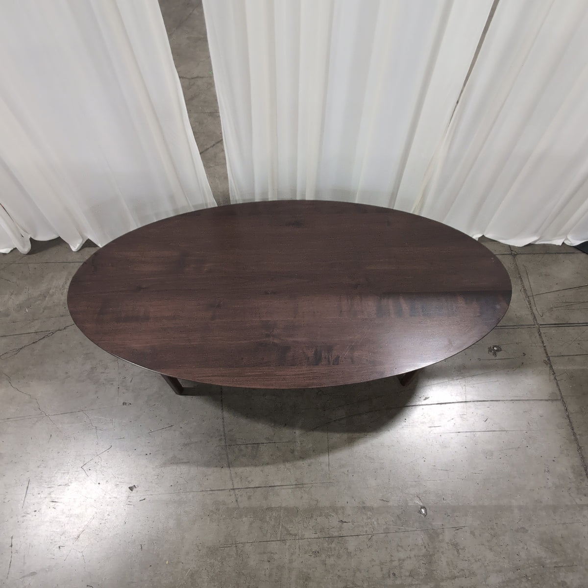 Oval Dark Wood Dining Table with Angled Legs