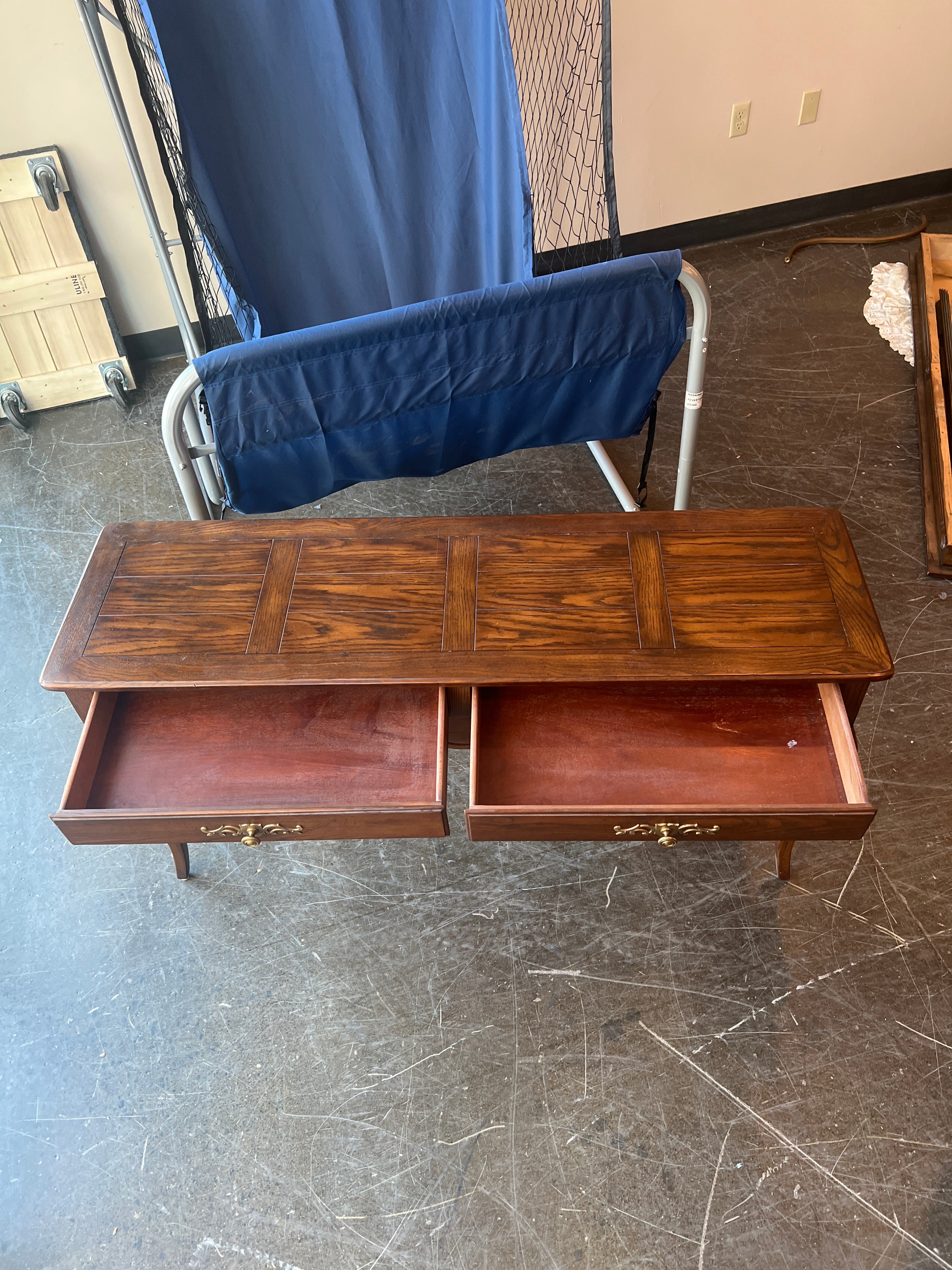 Vintage Henredon French Provincial Two Drawer Sofa Table / Console Table