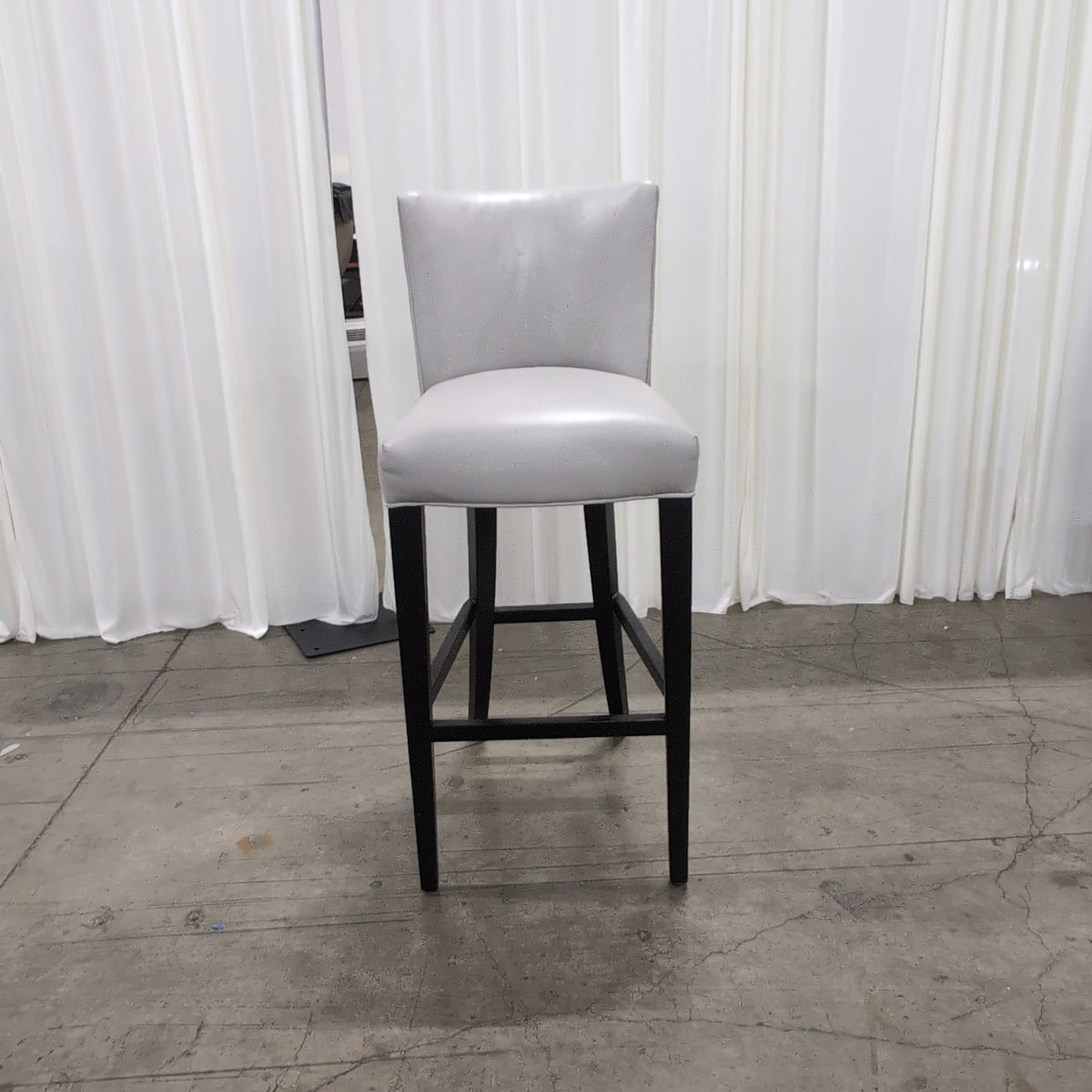 Modern Light Grey Upholstered Chair with Dark Wood Legs