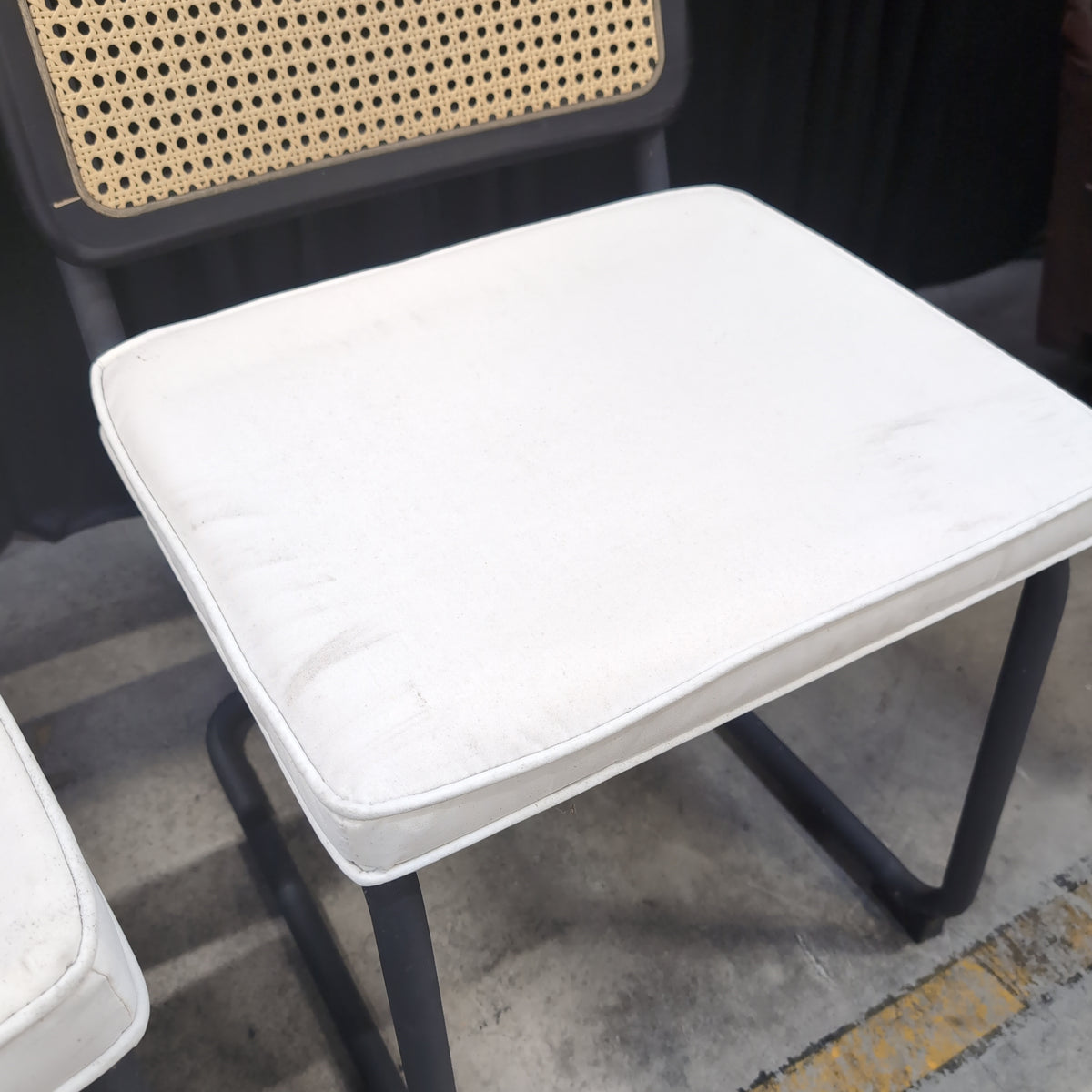 Modern Black Metal Cane Back Dining Chair
