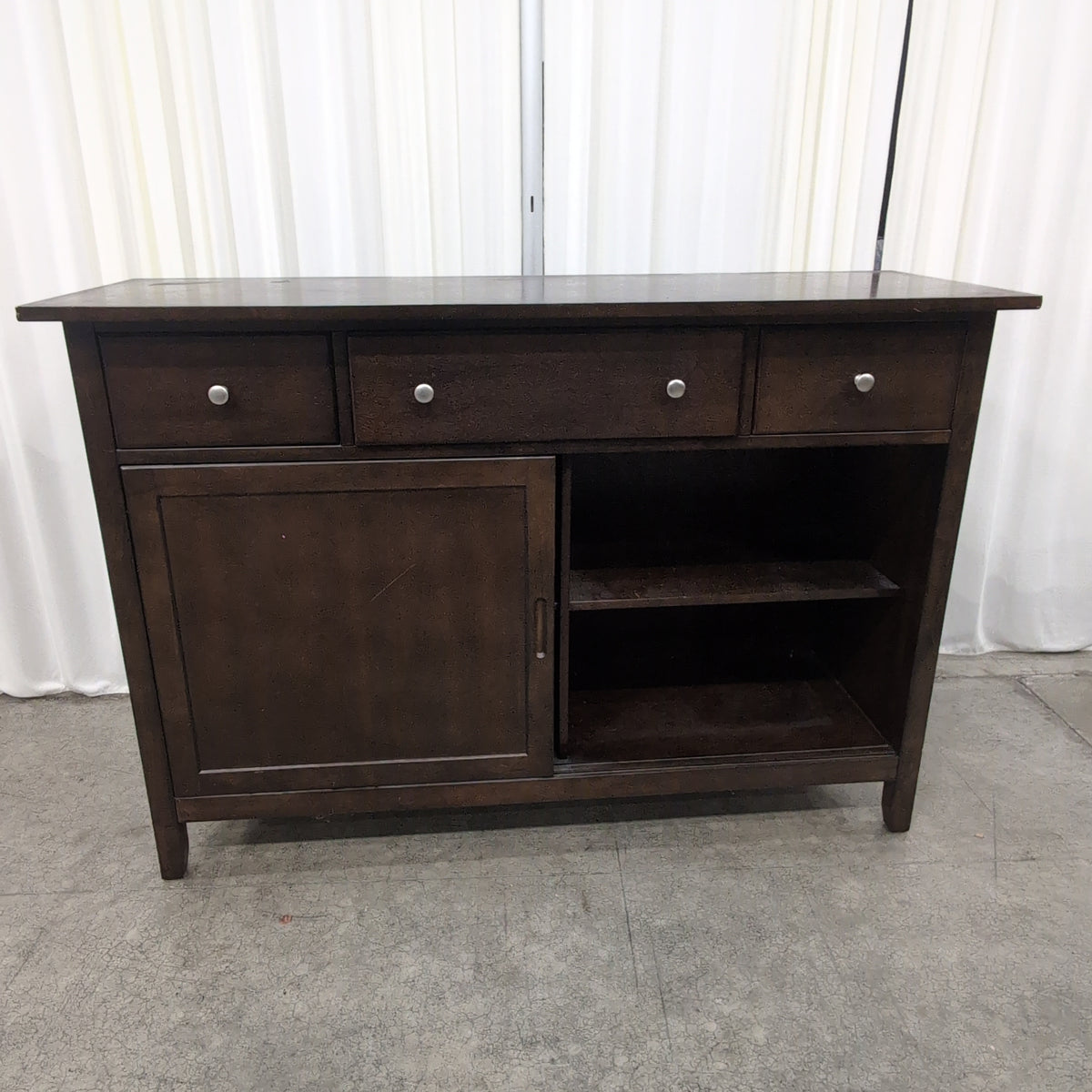 Dark Brown Wood Buffet with Sliding Door