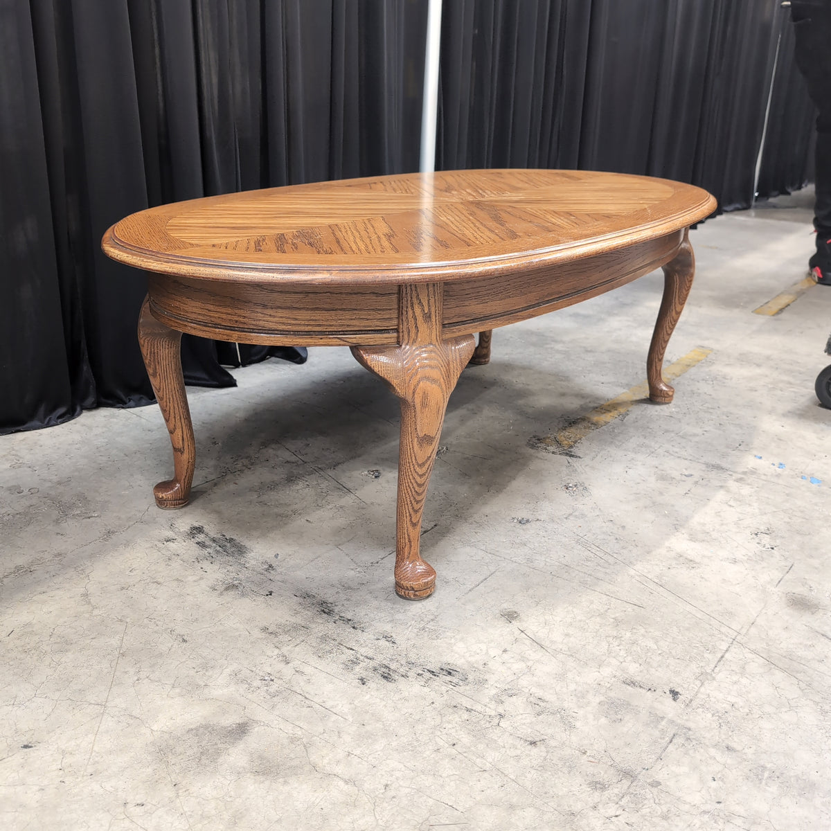 Oak Oval Coffee Table with Parquet Top