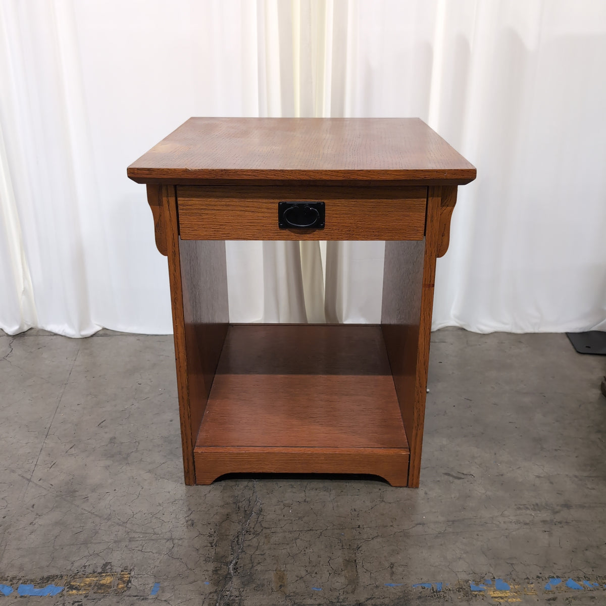 Warm Brown Wood One-Drawer Nightstand