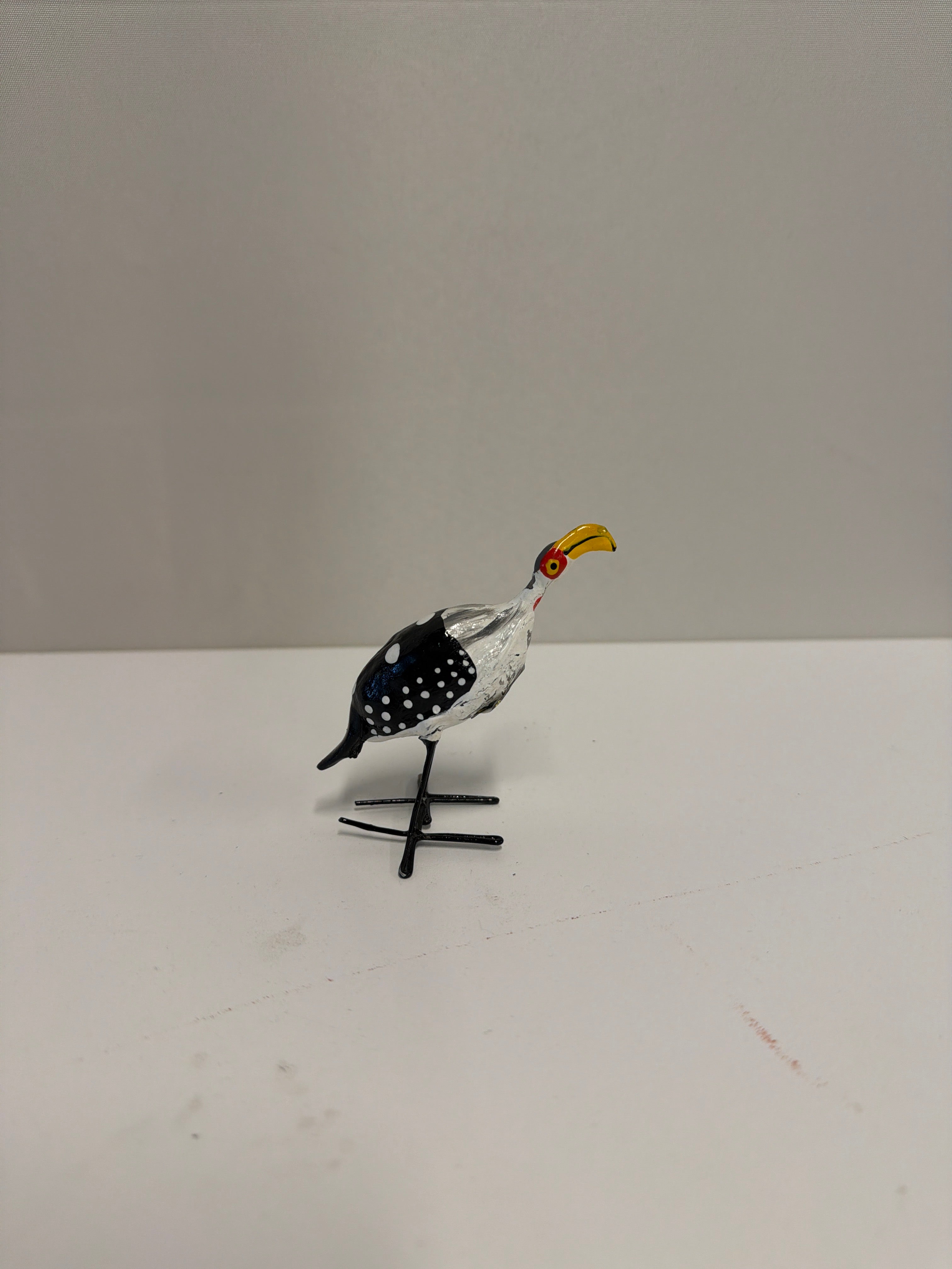 Colorful Hornbill Hand-Painted Wooden Bird Figurine Sculpture