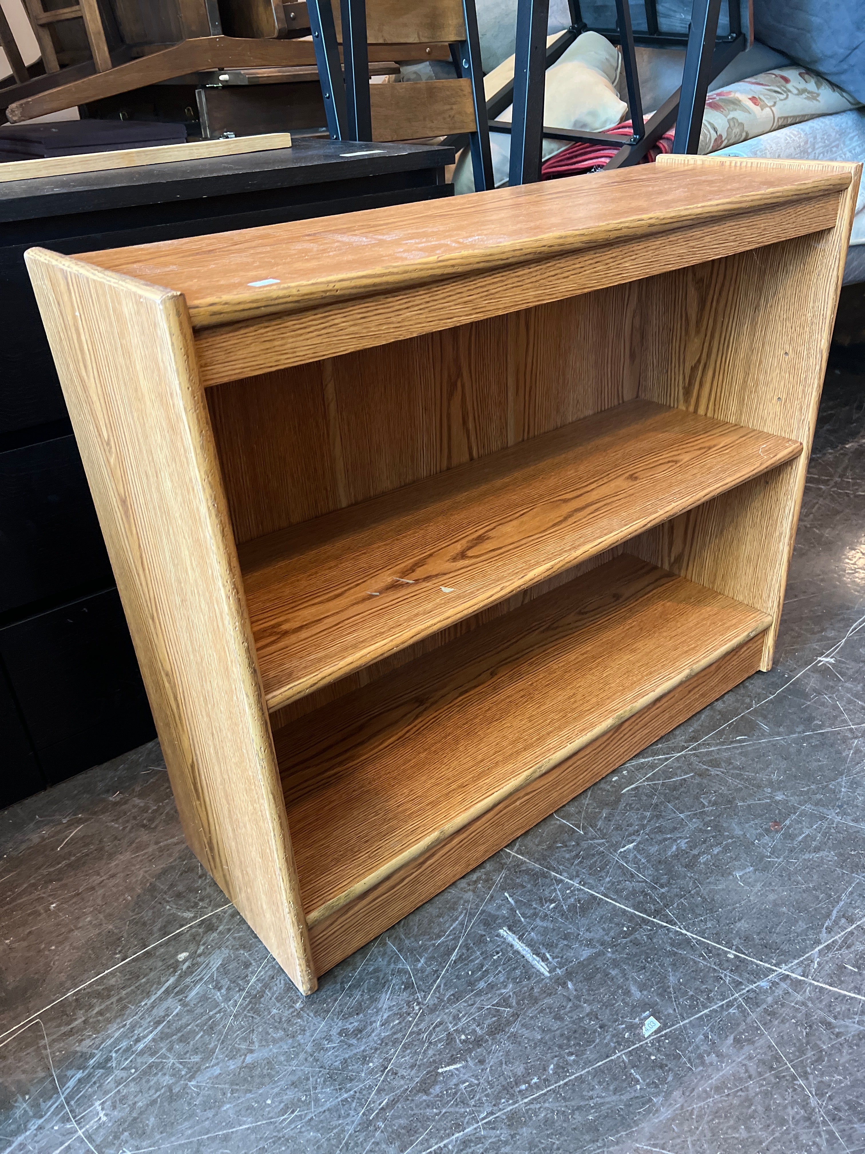 Small Oak Wood 2-Shelf Bookcase