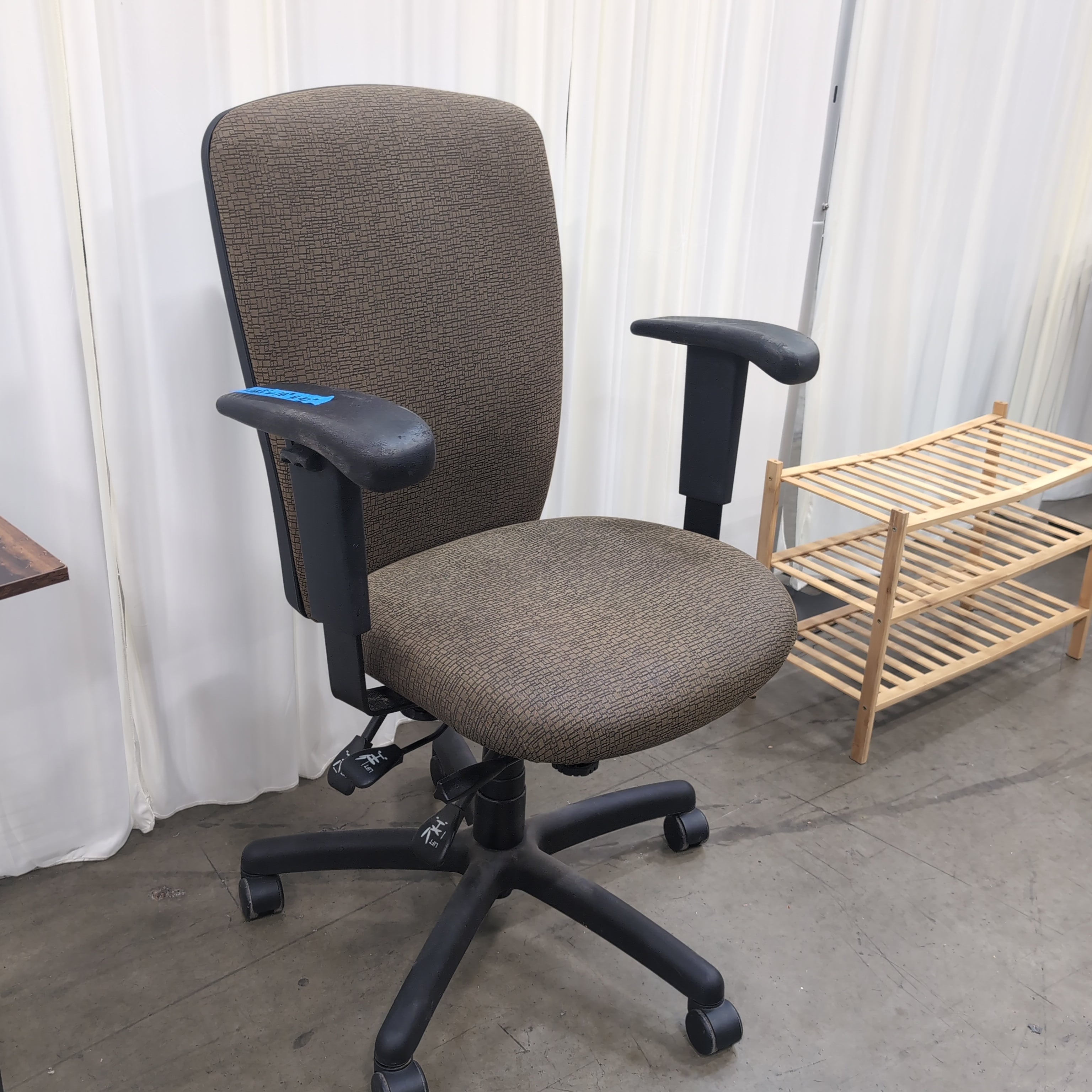 Textured Brown Fabric Swivel Office Chair