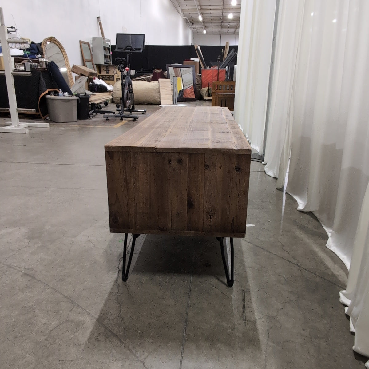 Rustic Wood TV Stand with Hairpin Legs