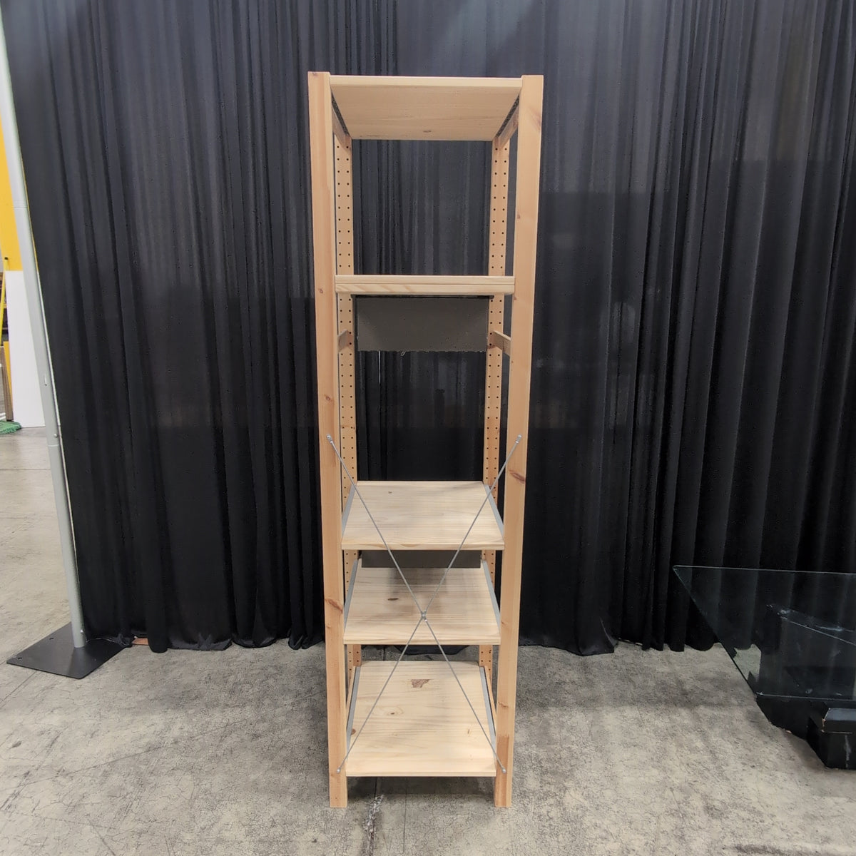 Four-Shelf Light Wood Bookcase with Adjustable Shelves