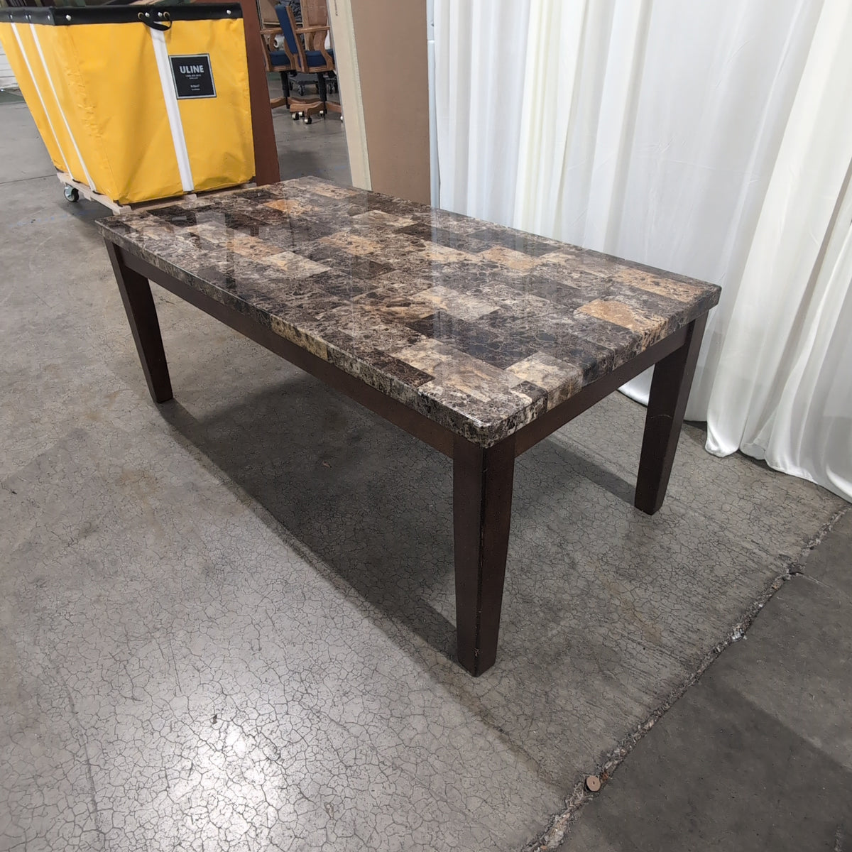 Rectangular Multi-tone Patterned Top Dining Table with Wood Base