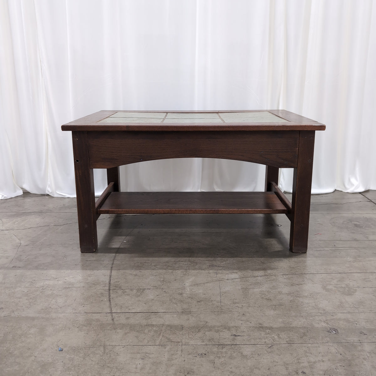 Dark Wood Rectangular Coffee Table with Tile Top