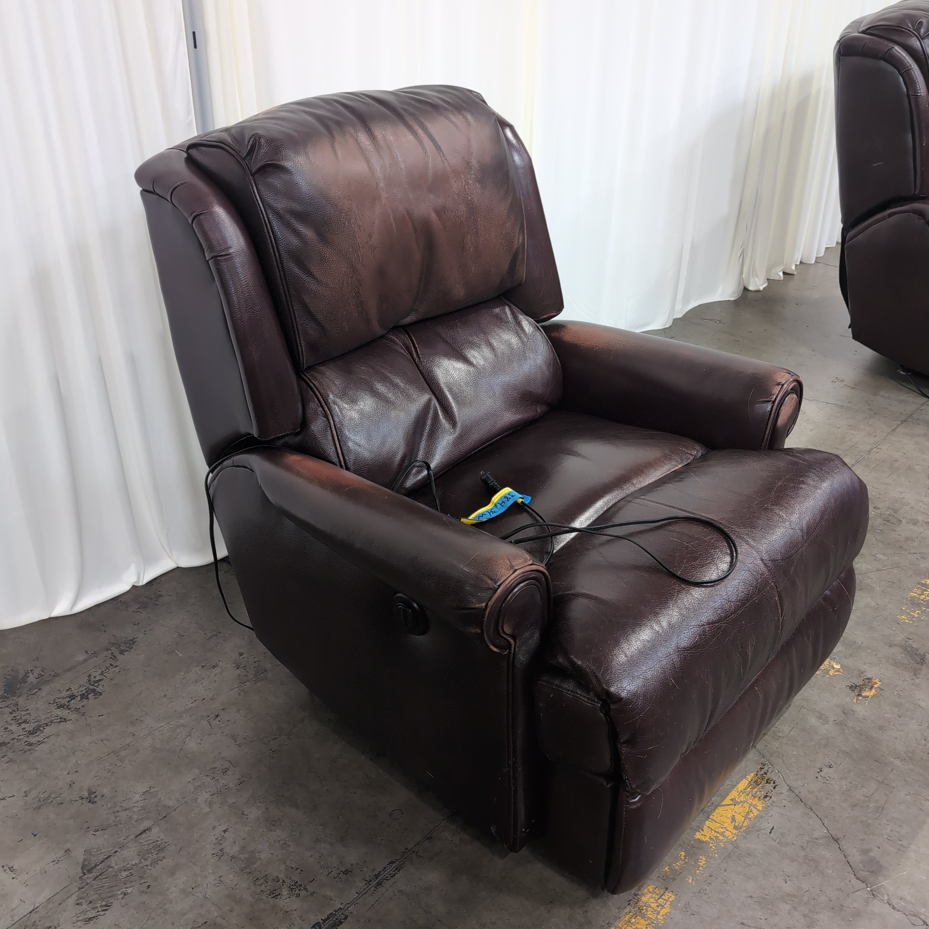 Plush Burgundy Padded Recliner in Leather