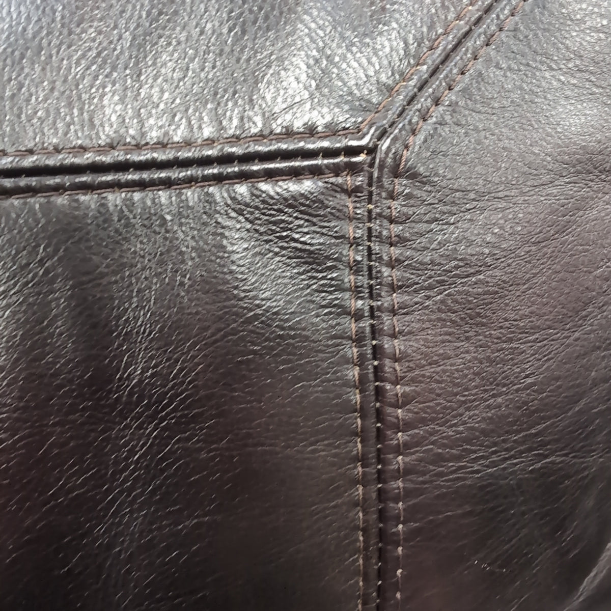 Dark Brown Leather Three-Seat Couch with Rolled Arms