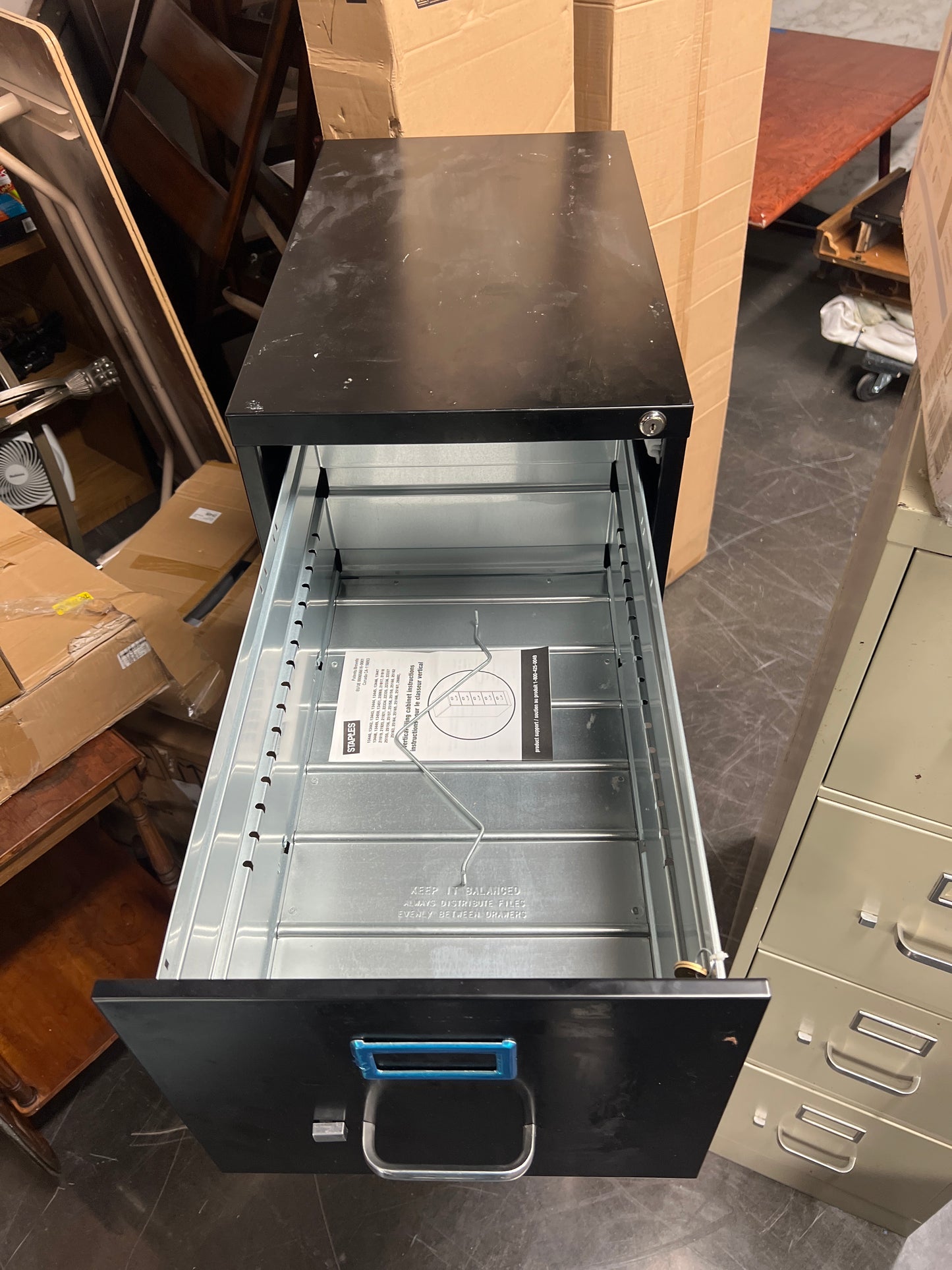 Four-Drawer Black Metal Filing Cabinet
