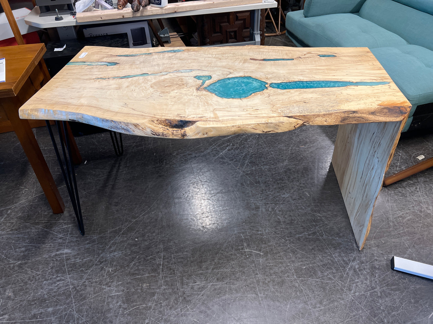Live Edge Resin River Desk