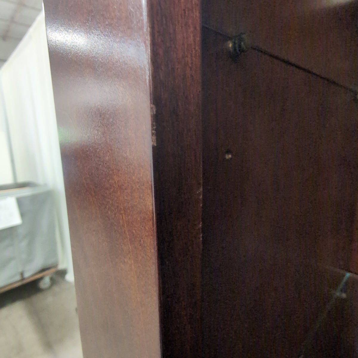 Dark Wood Display Bookcase with Glass Shelves
