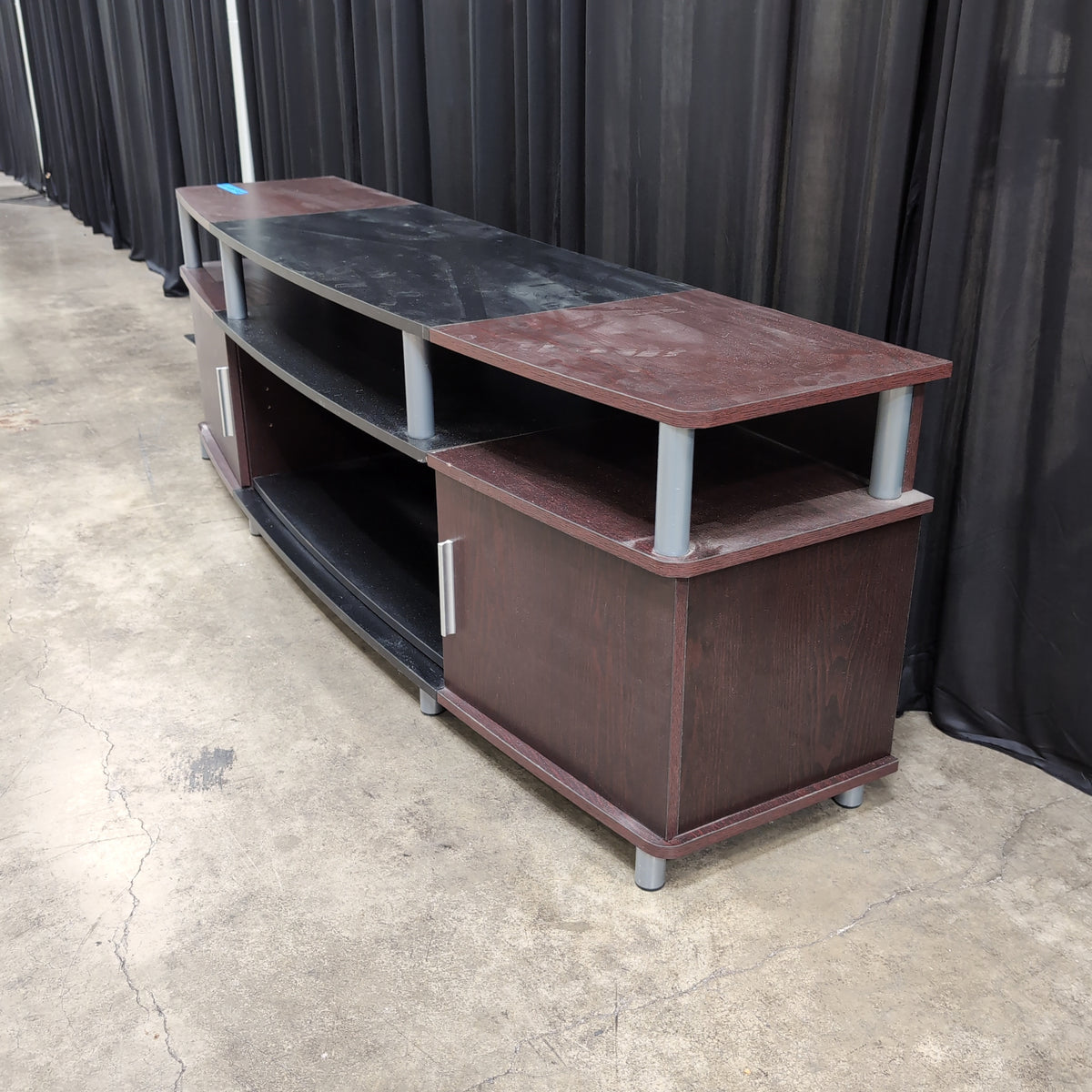 Dark Brown Laminate TV Stand with Open Shelving