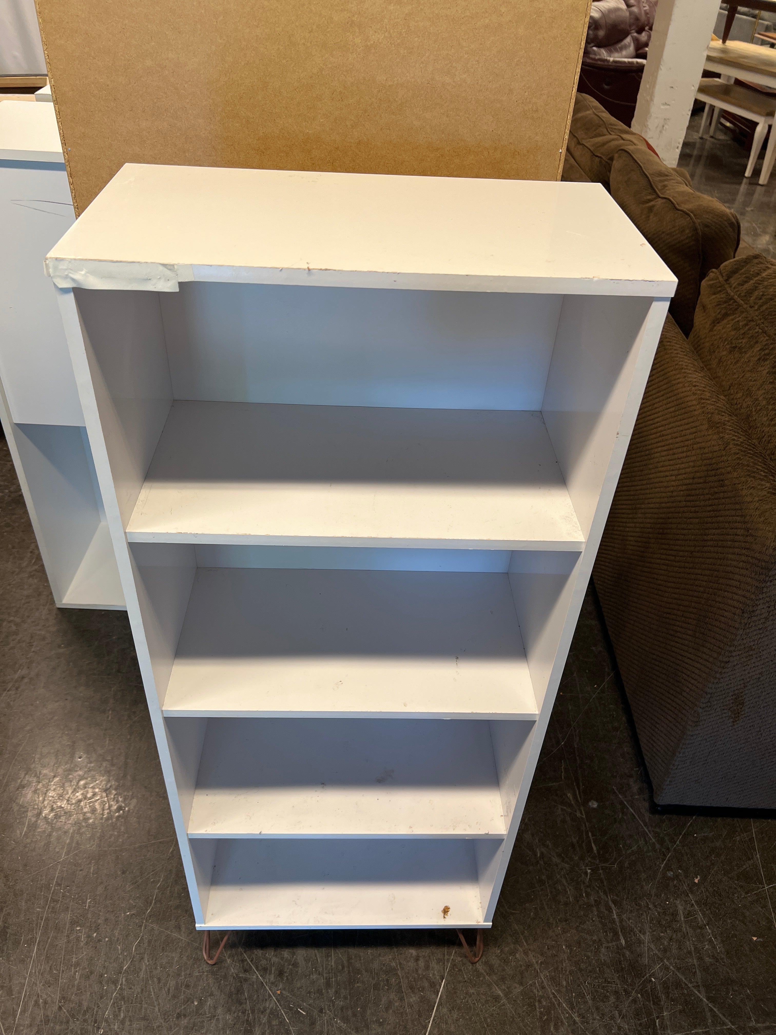 Narrow Four Shelf Bookshelf with Metal Legs