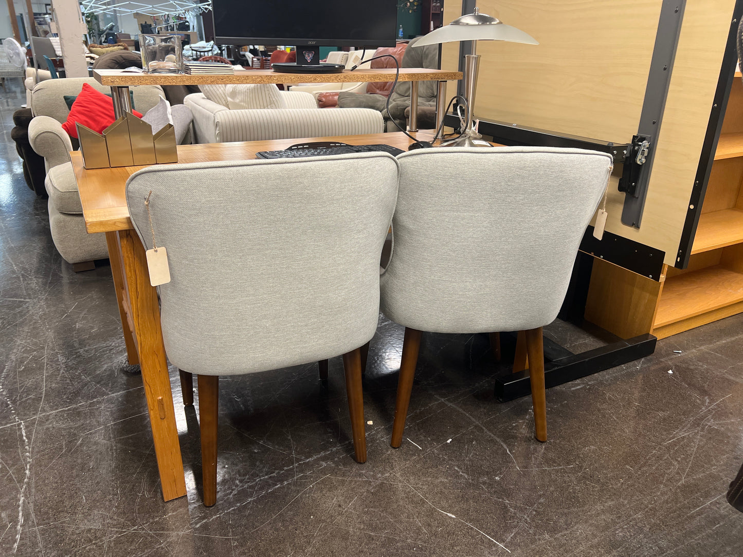 Elegant Beige Cloth Dining Chair from World Market Set of Two