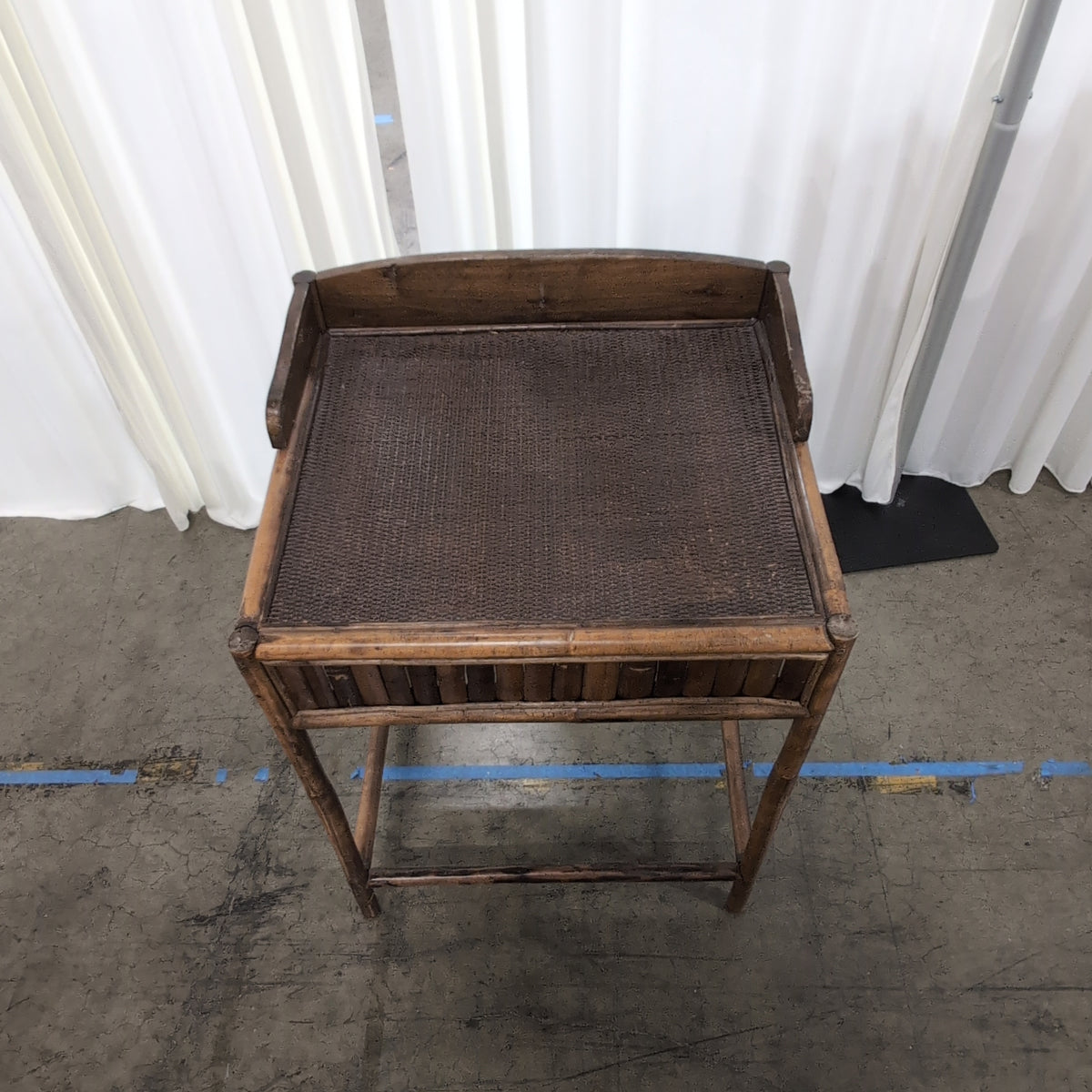 Tropical Bamboo End Table with Rattan Top