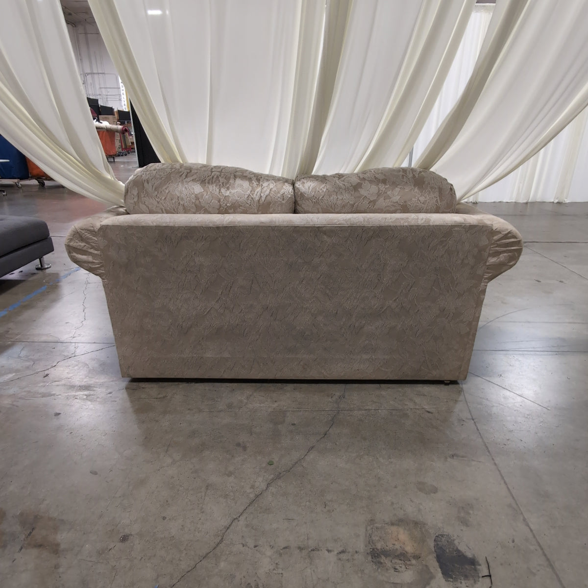 Beige Floral Pattern Rolled Arm Couch