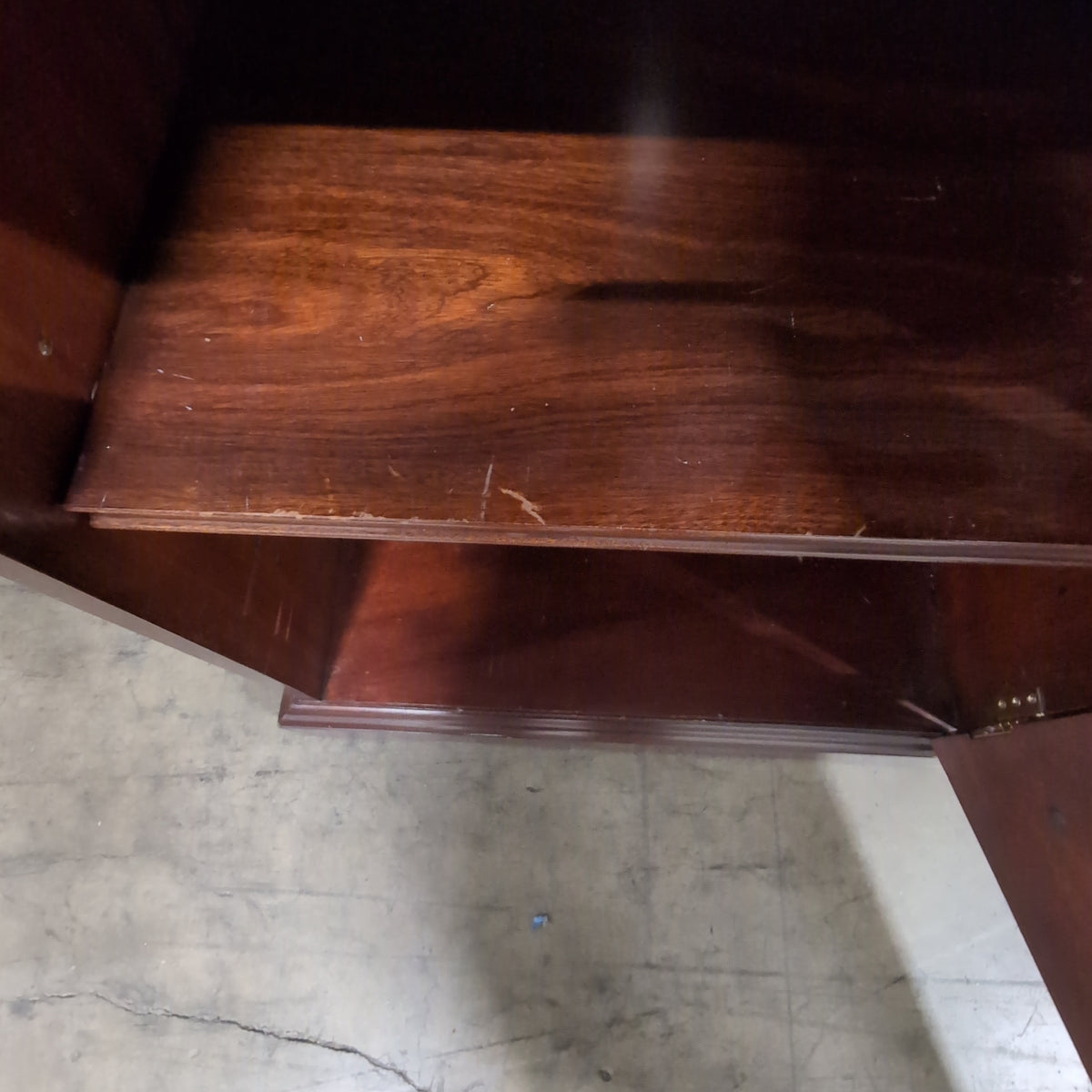 Traditional Dark Wood Executive Desk with Brass Hardware