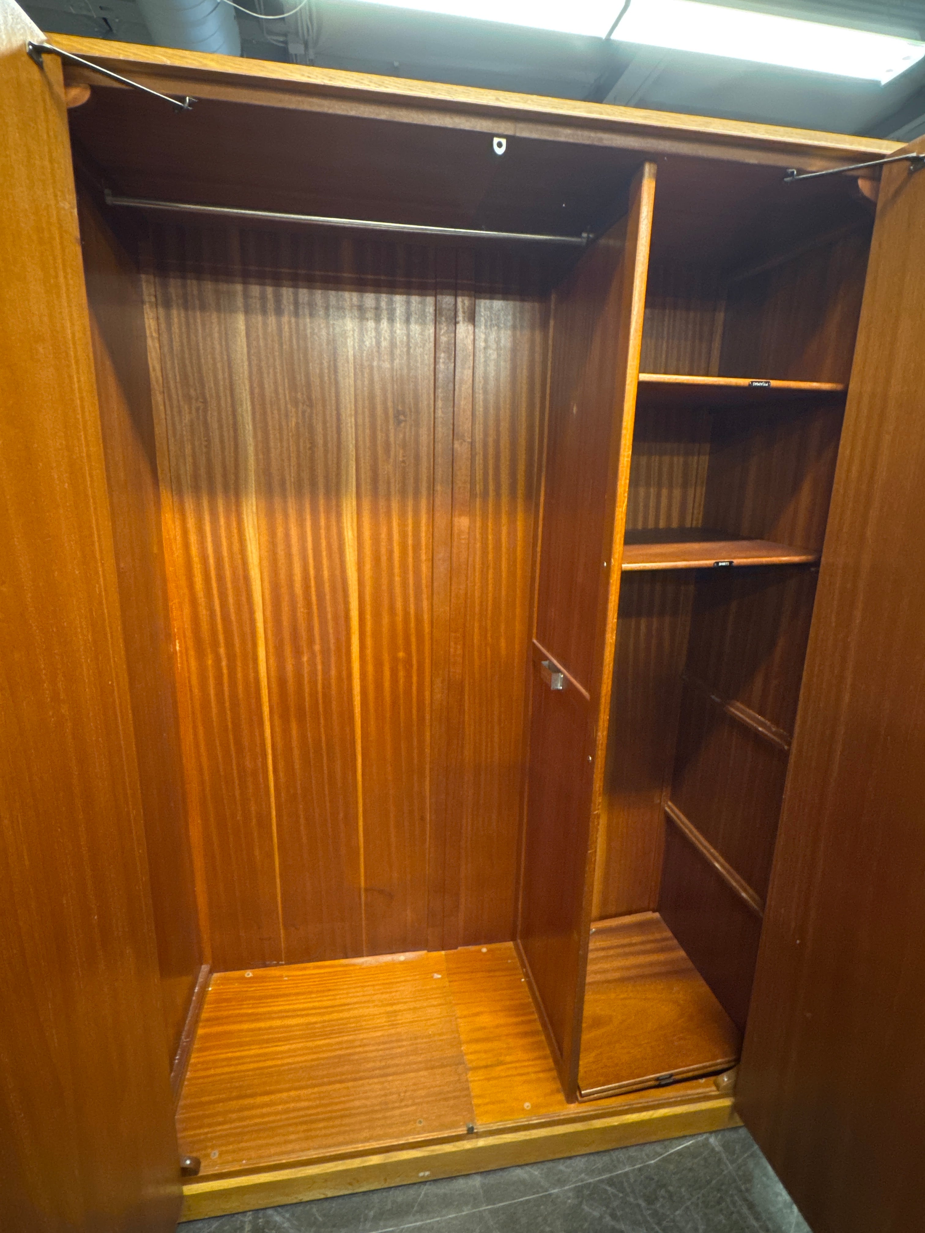 Mid-Century Wardrobe Armoire with Diamond Inlay Detail