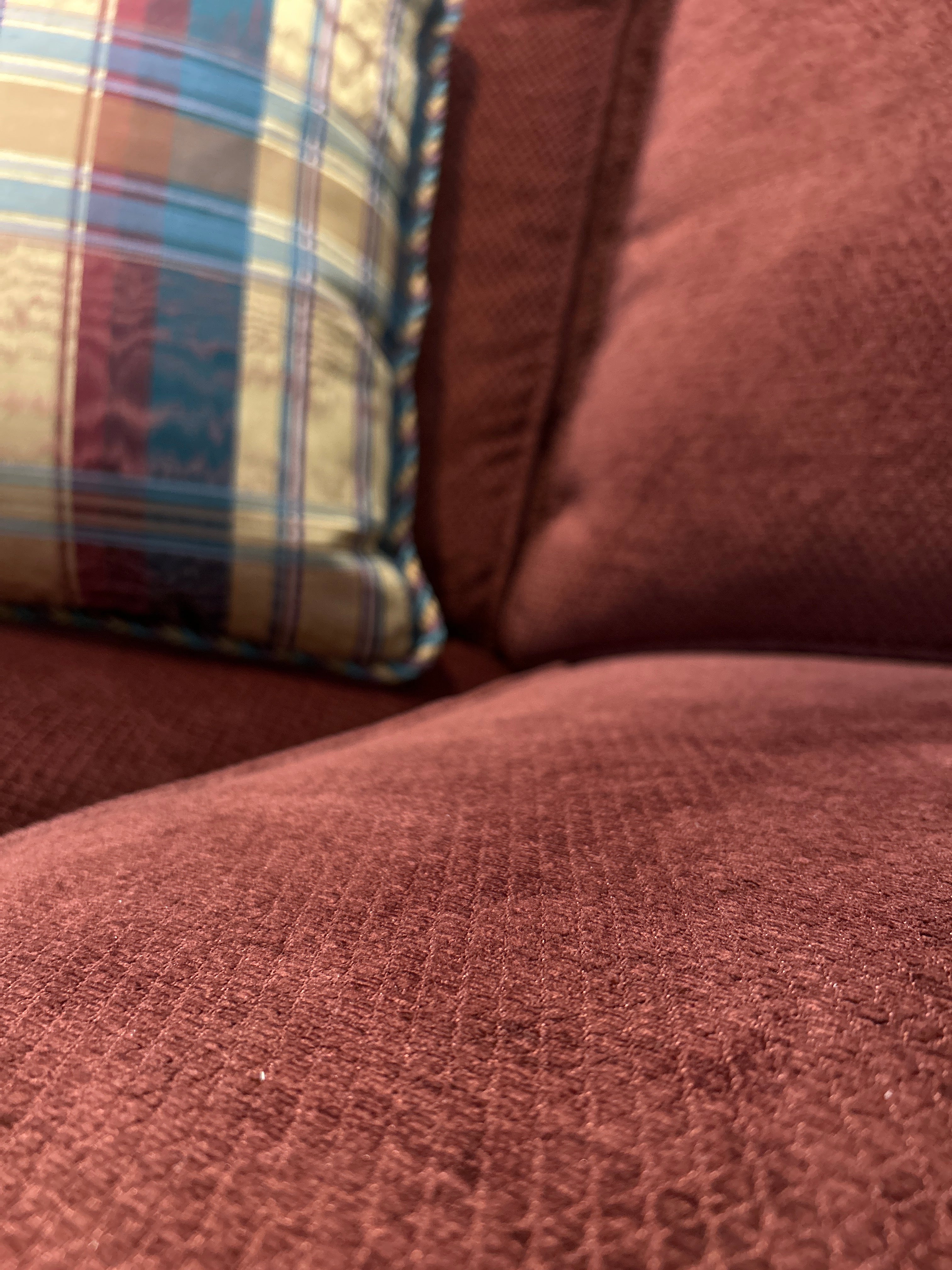Sherrill Burgundy 3-Seater Sofa in Good Condition