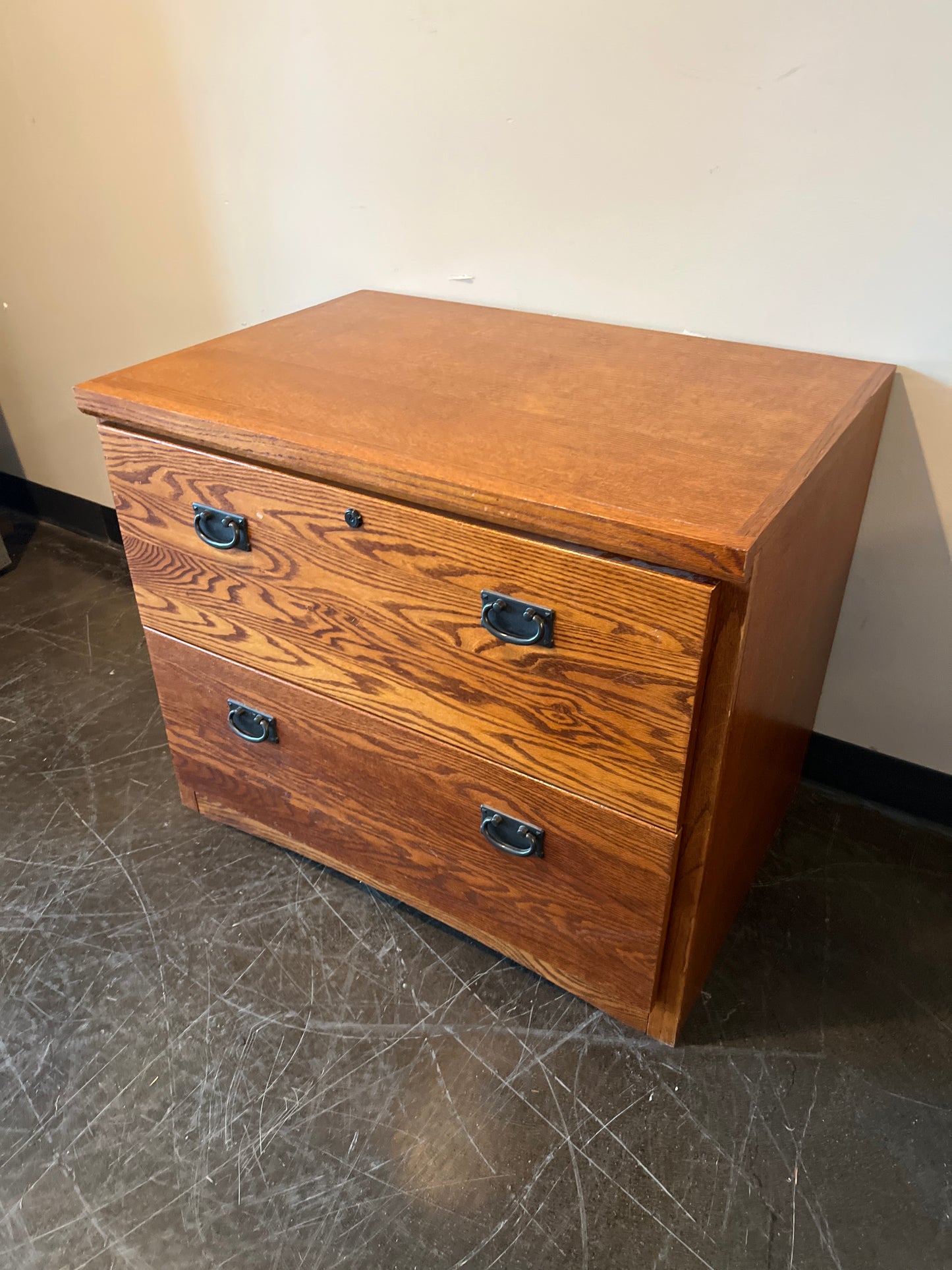 Solid Oak 2-Drawer Lateral File Cabinet