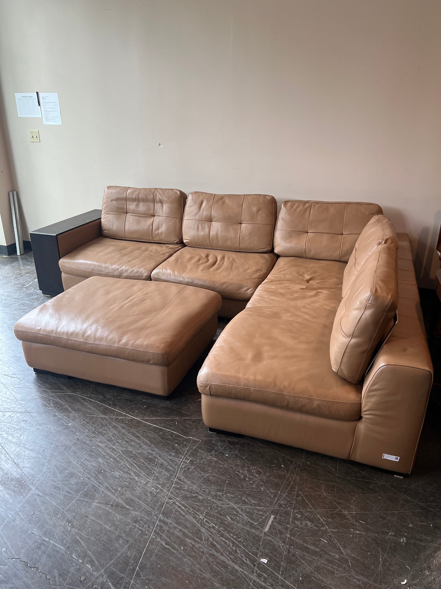 Kasala Tan Leather Sofa