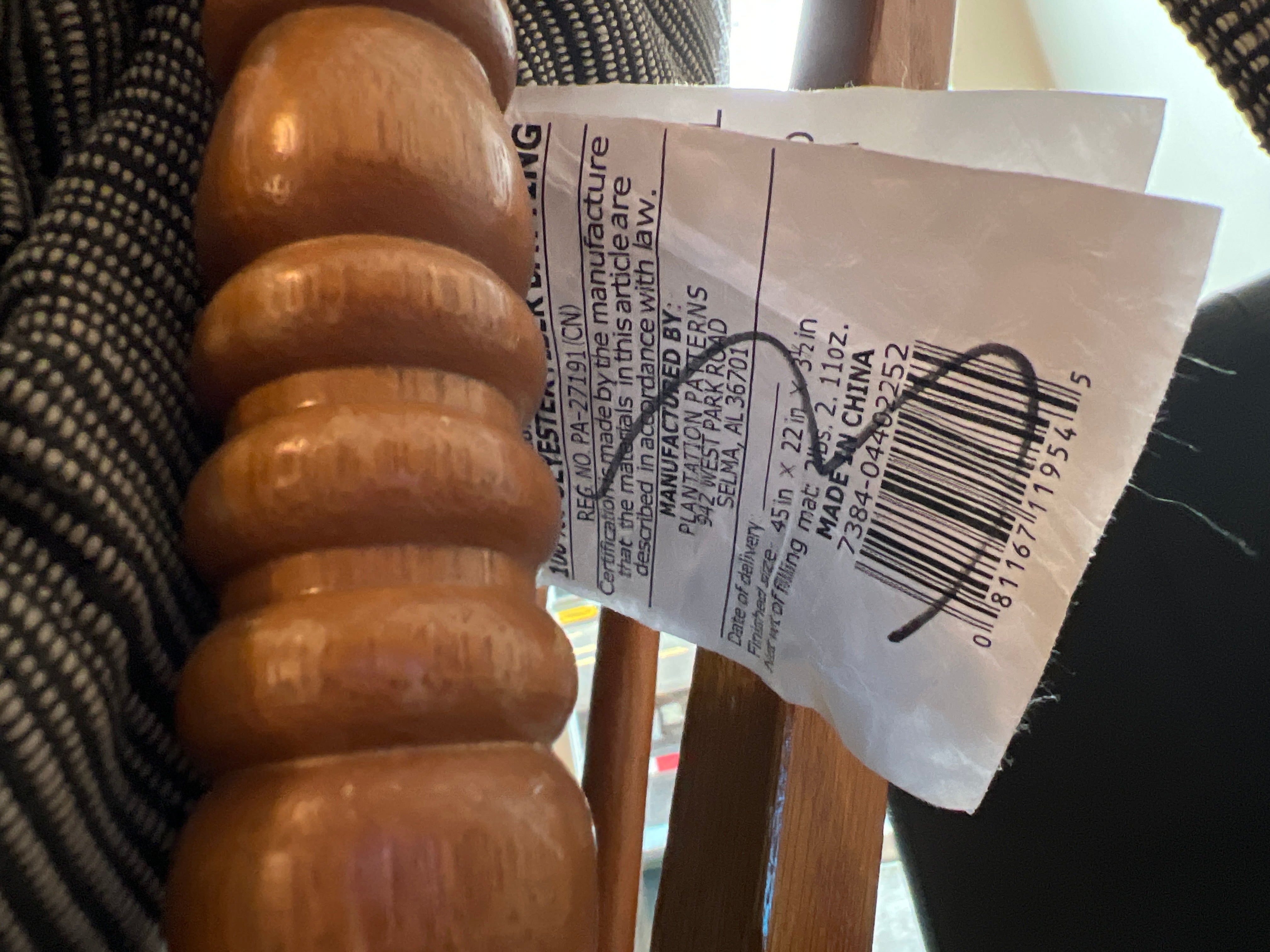 Comfortable Wooden Glider Rocking Chair with Striped Cushion