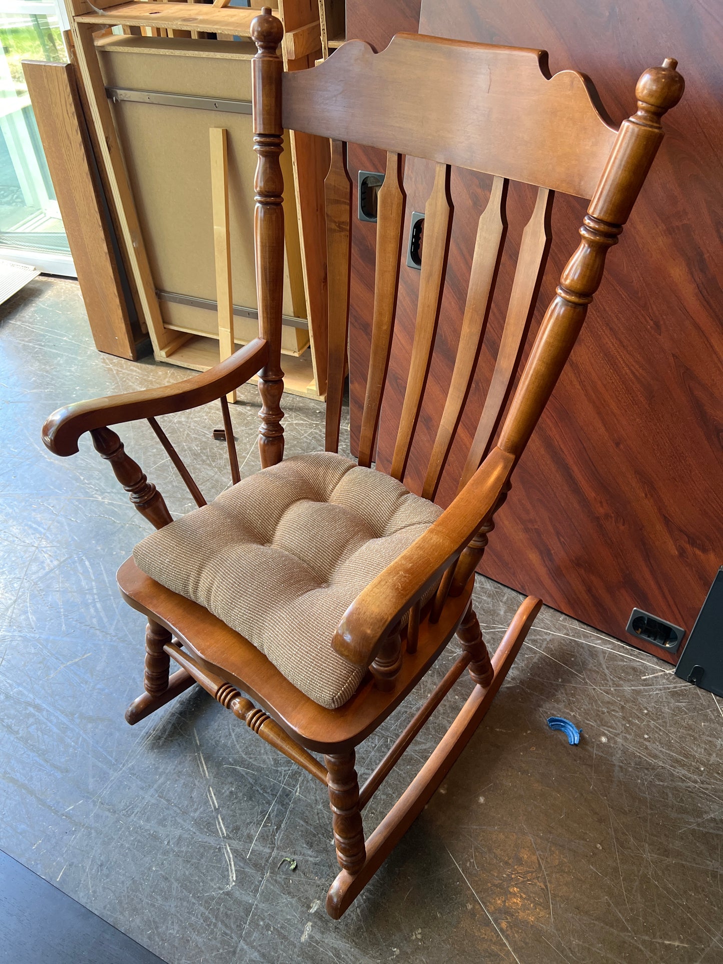 Solid Wood Rocking Chair with Cushion