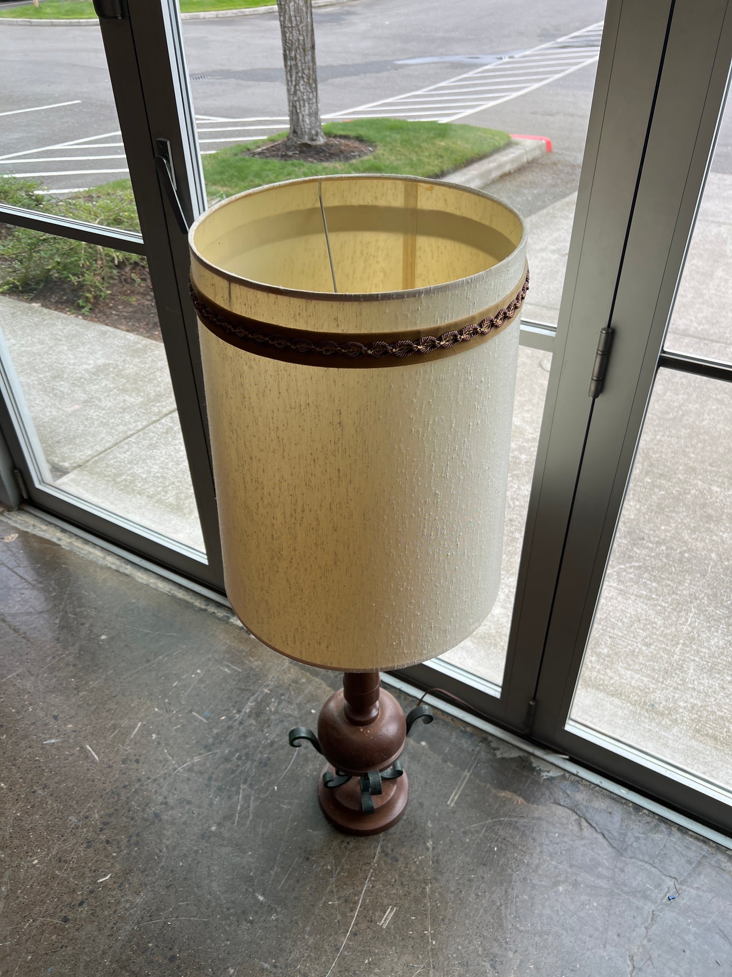 Brass Table Lamp with Pleated Shade