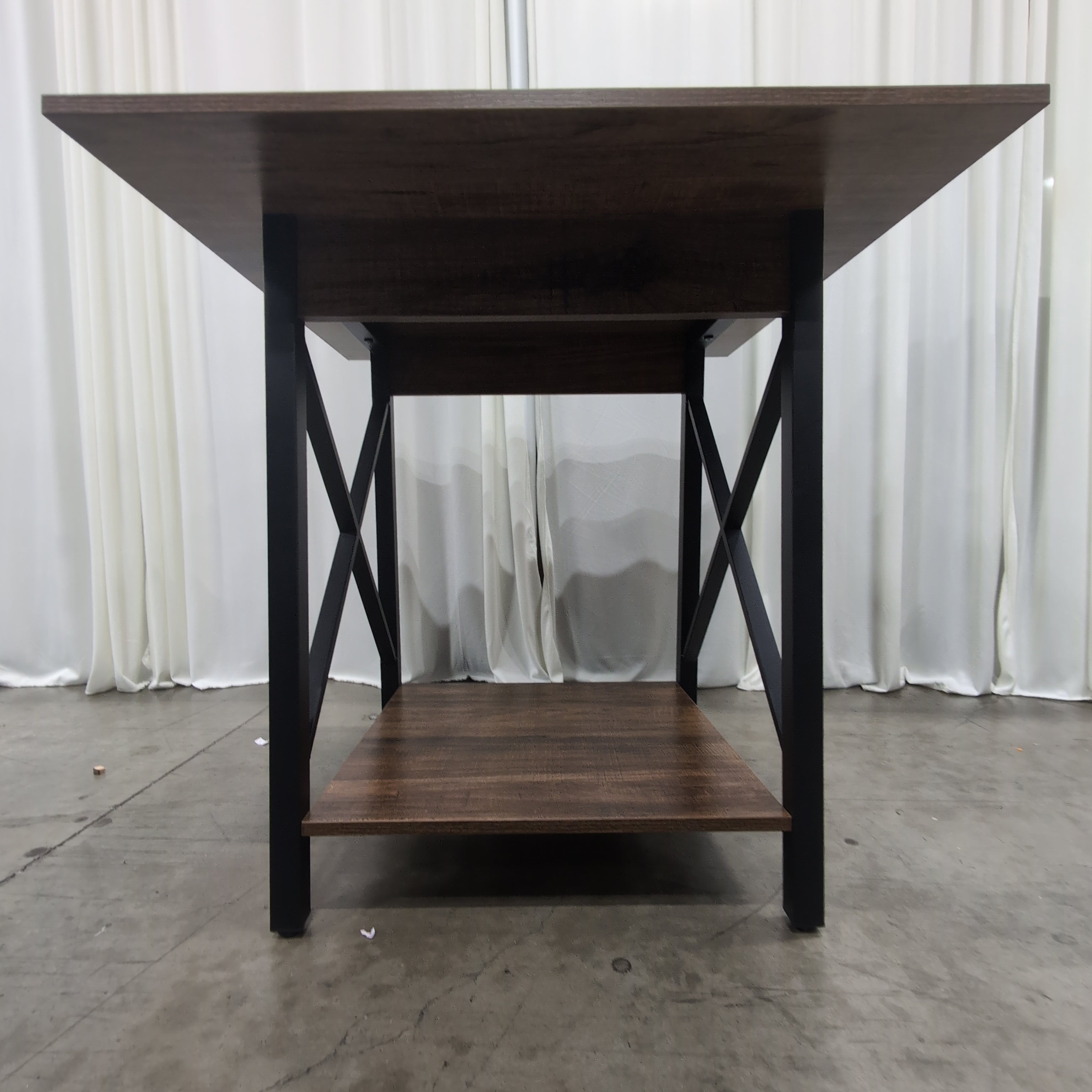 Industrial Style Brown Wood-Look End Table with Shelf