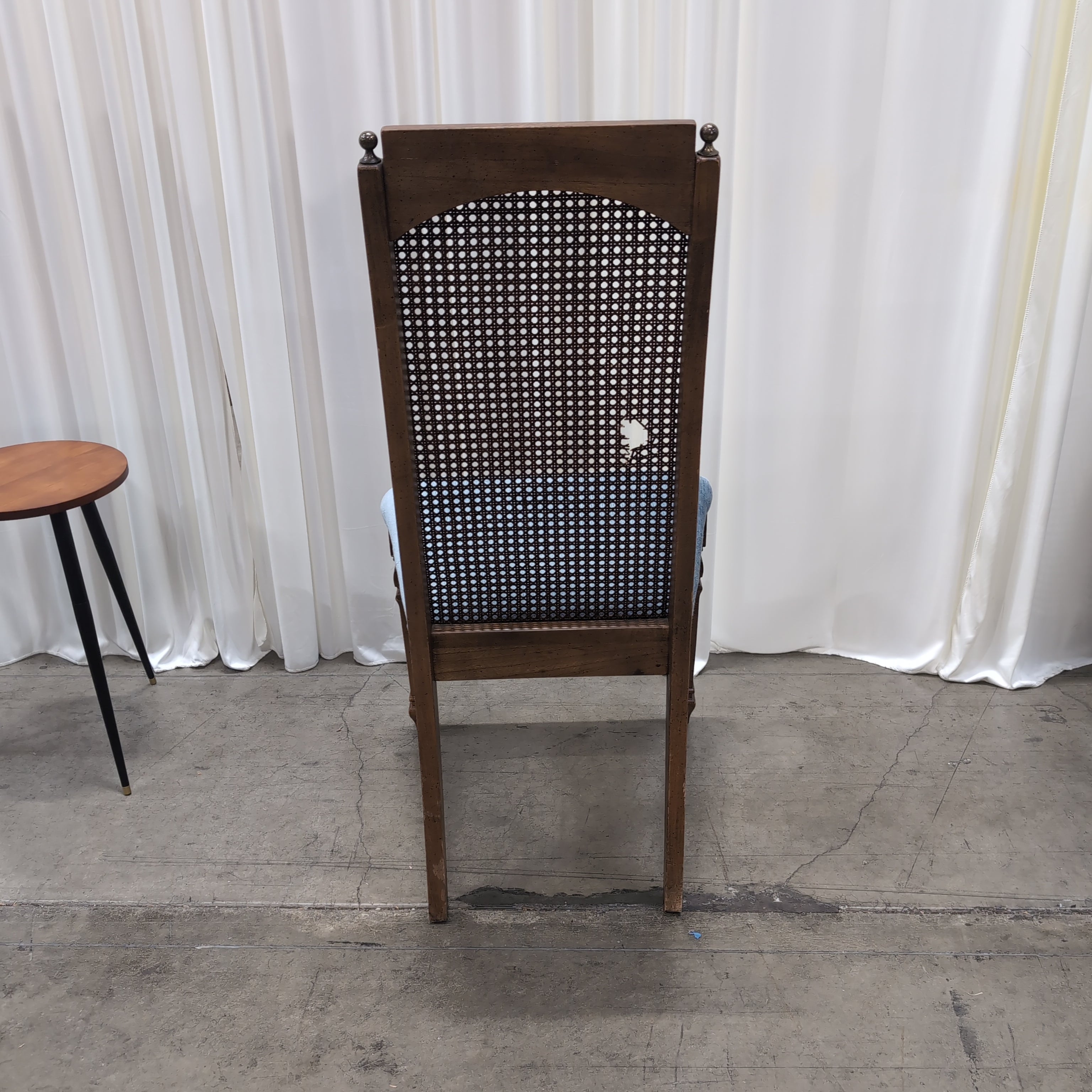 French Provincial Style Wood Dining Chair with Cane Back