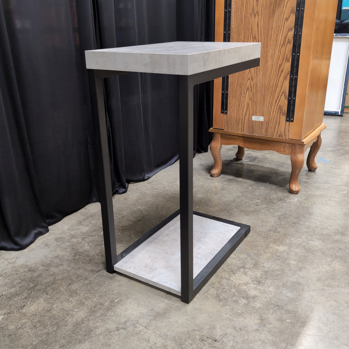 Industrial Grey Concrete-Look C-Shaped End Table