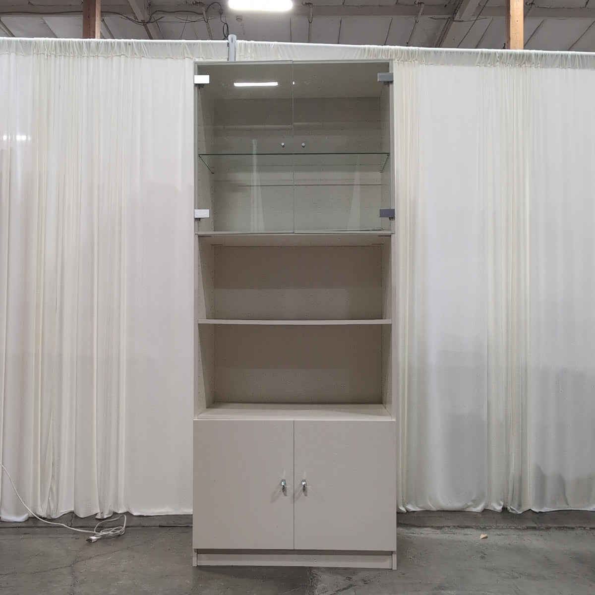 Cream Modern China Cabinet with Glass Doors