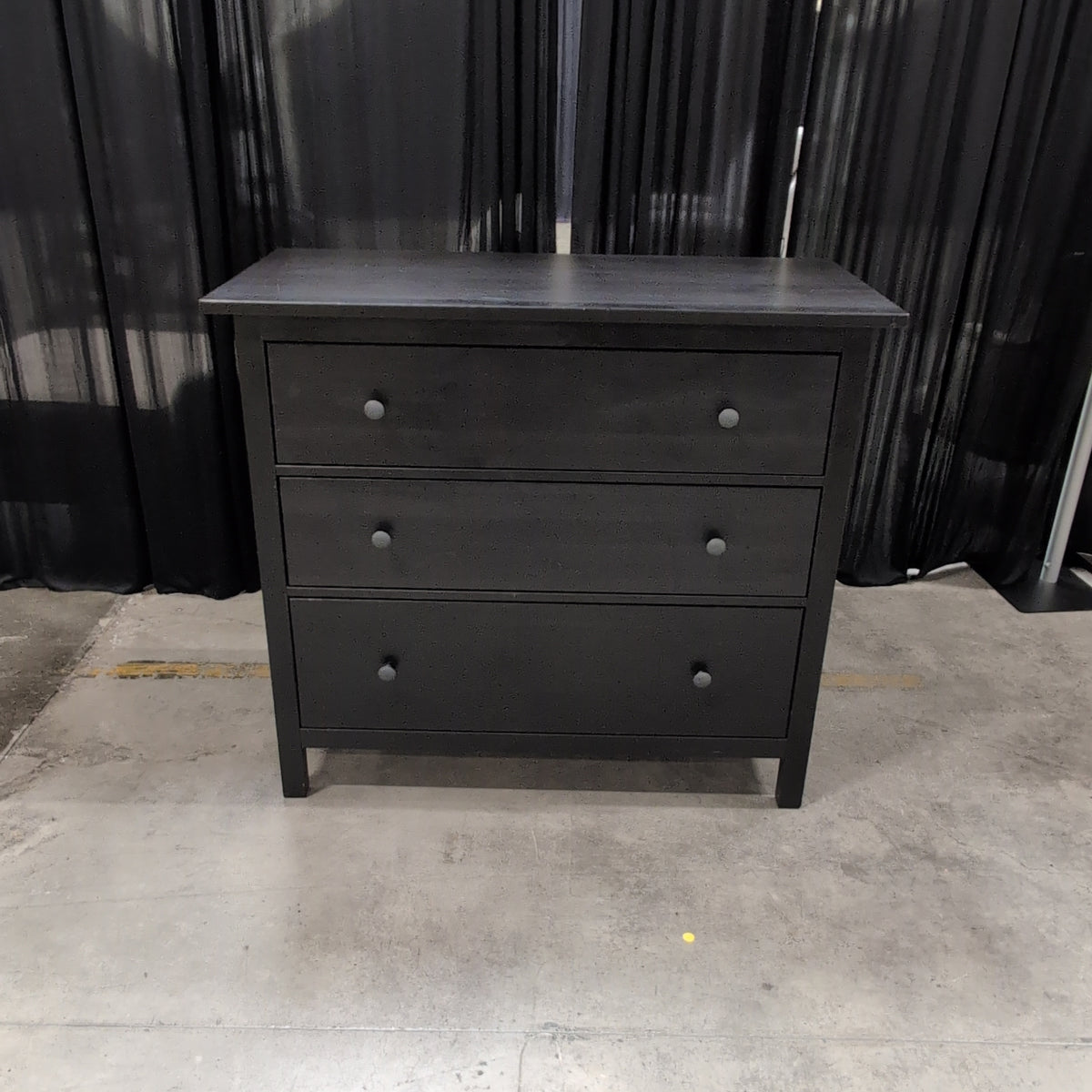 Dark Grey Three-Drawer Dresser with Simple Knobs