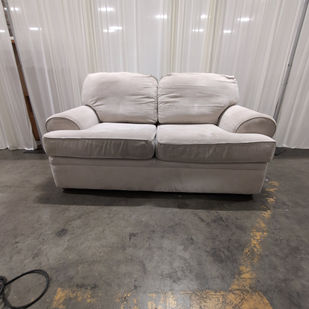 Light Beige Rolled Arm Loveseat