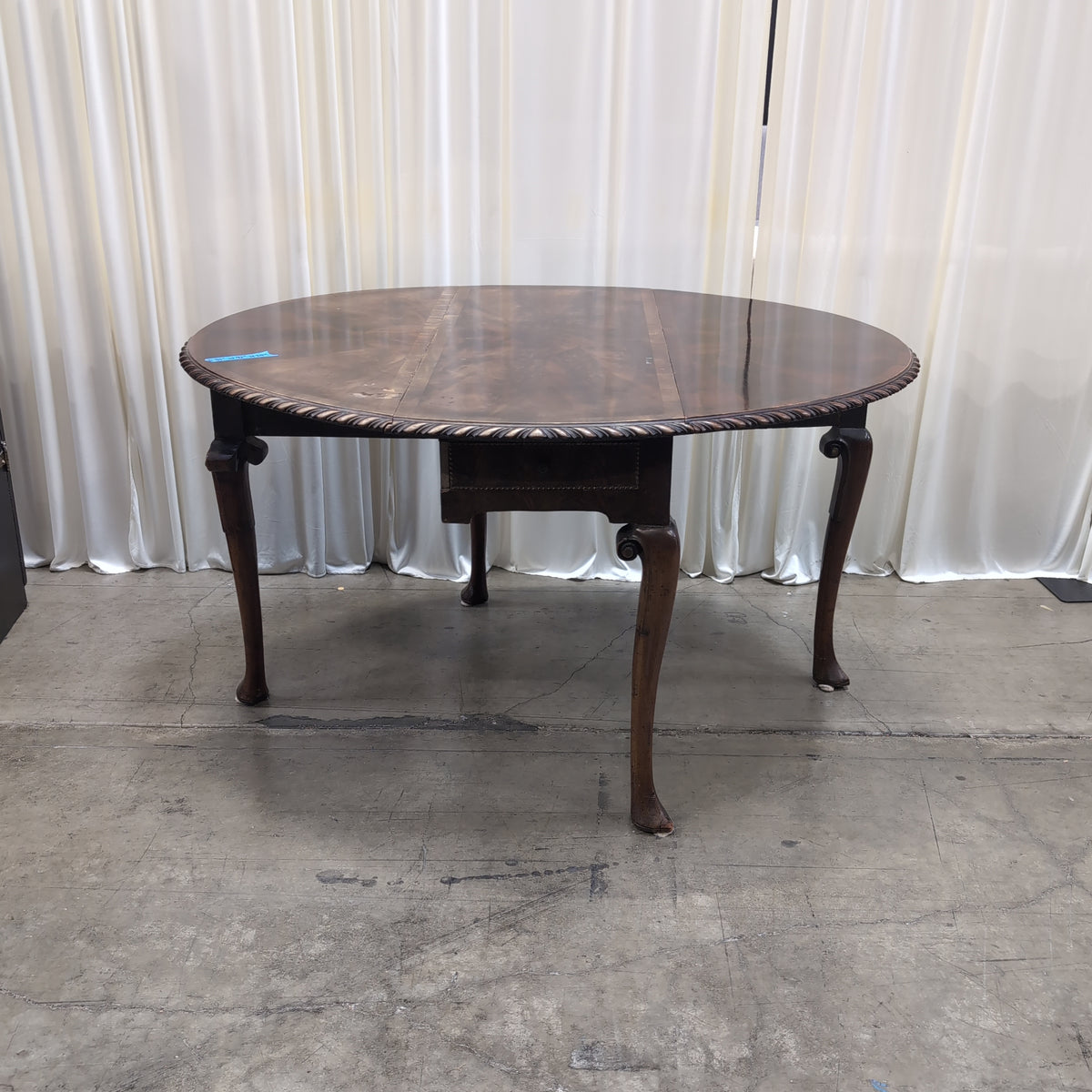 Traditional Burl Wood Coffee Table with Carved Apron